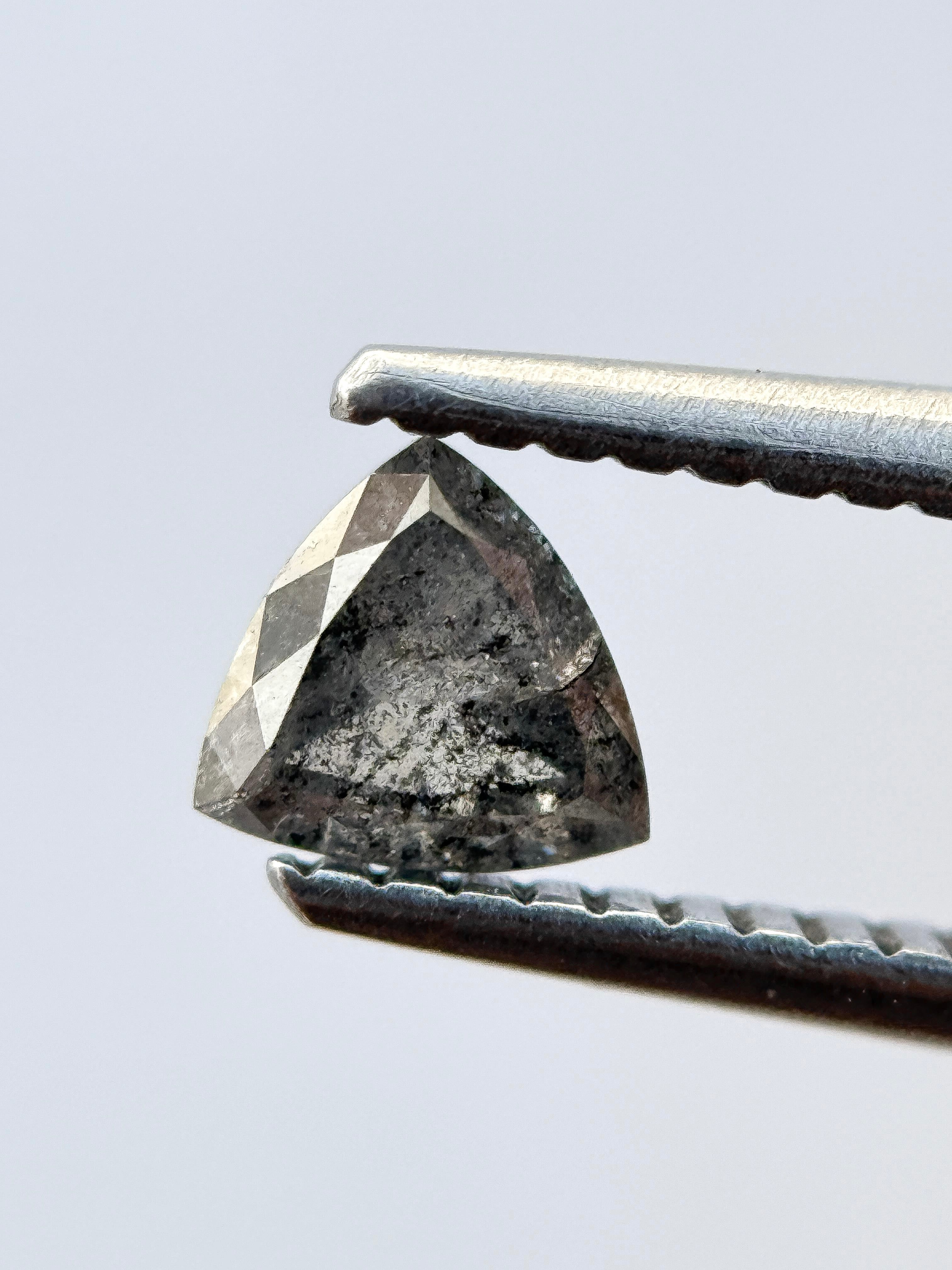 0.49 Ct Triangle Rose Cut Grey Natural Salt and Pepper Diamond