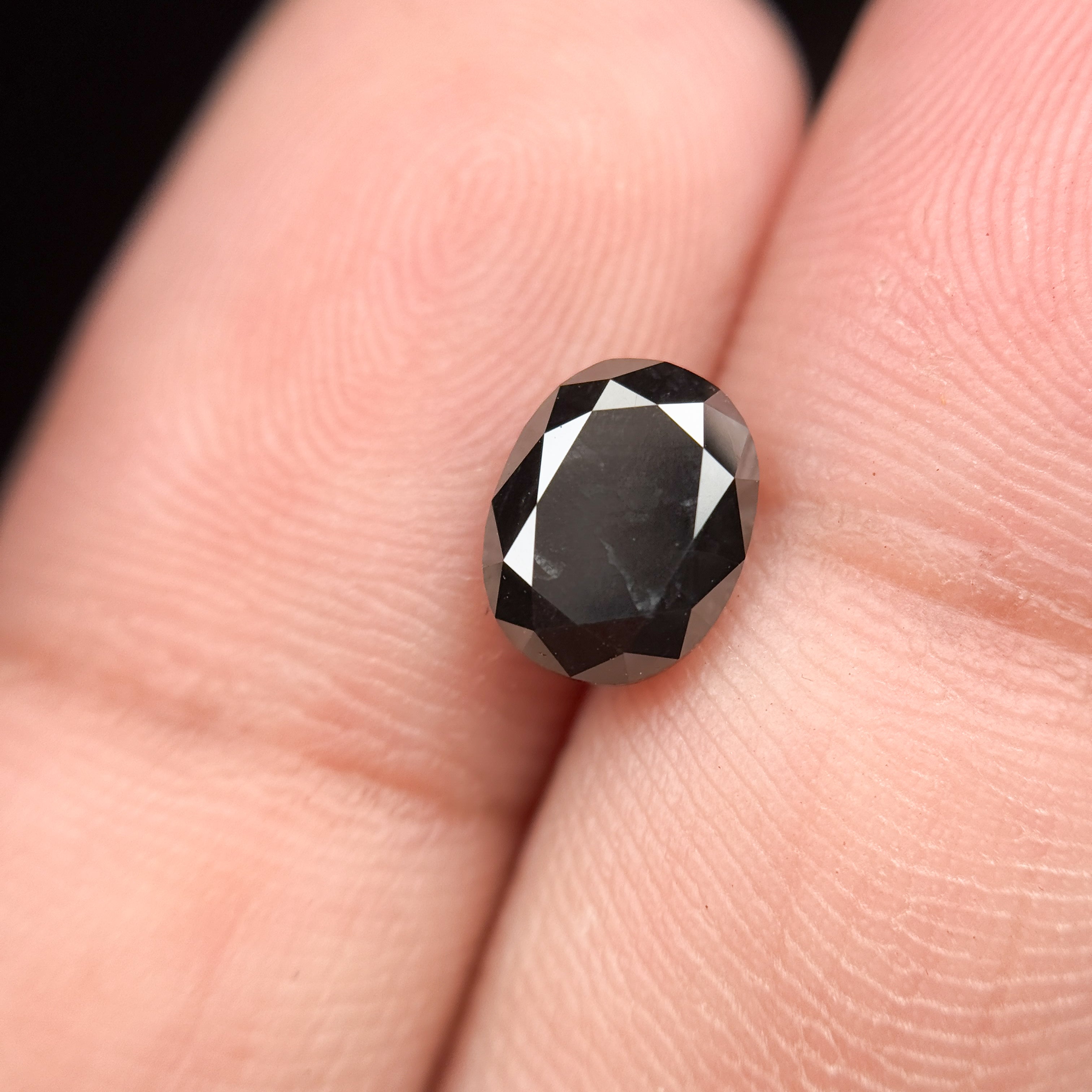 1.69 Ct Oval Rose Cut Black Natural Fancy Diamond