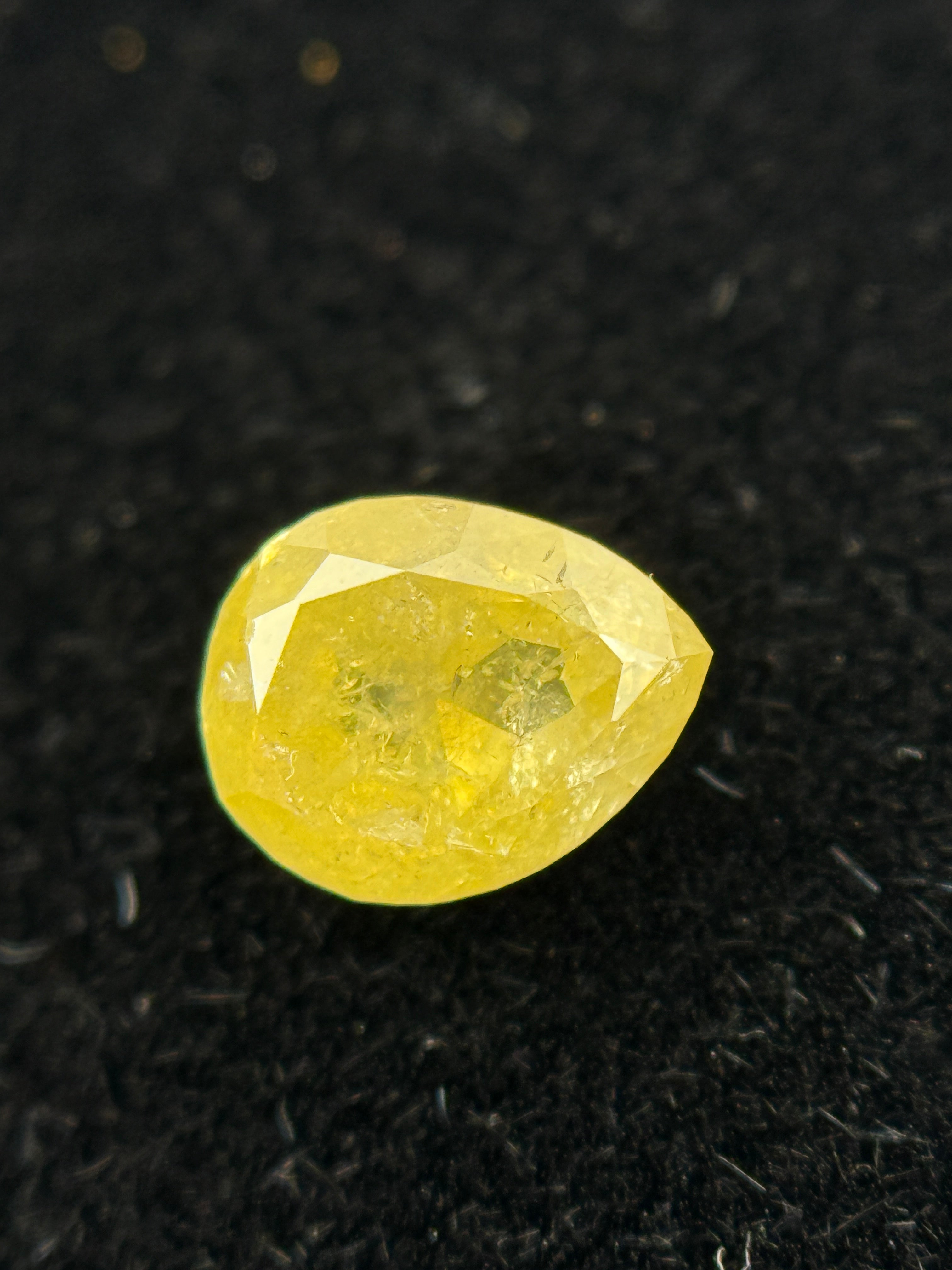 0.61 Ct Pear Rose Cut Yellow Natural Galaxy Diamond