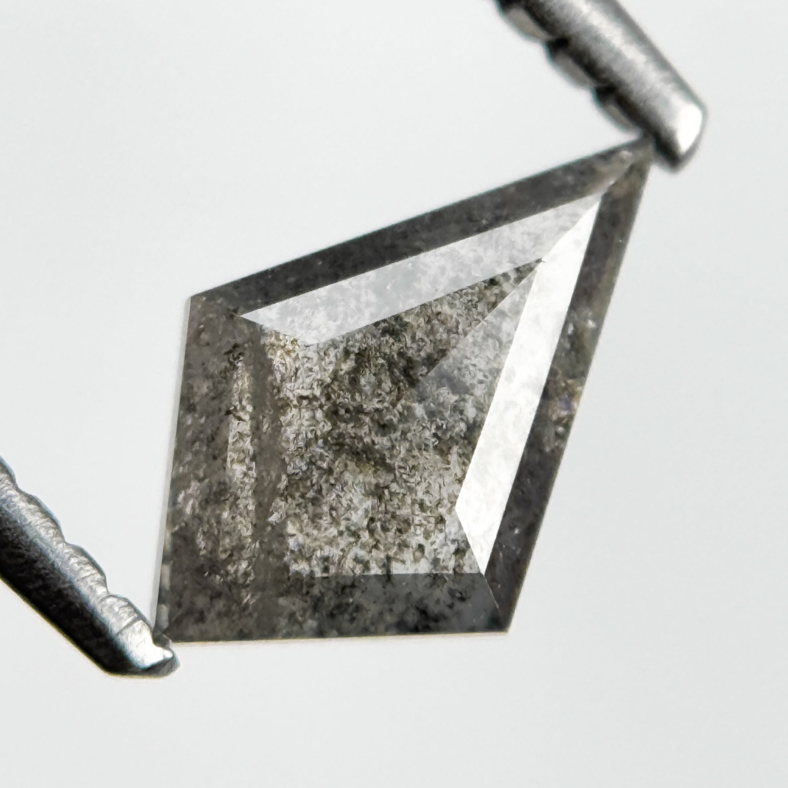 0.53 Ct Kite Rose Cut Grey Natural Salt and Pepper Diamond