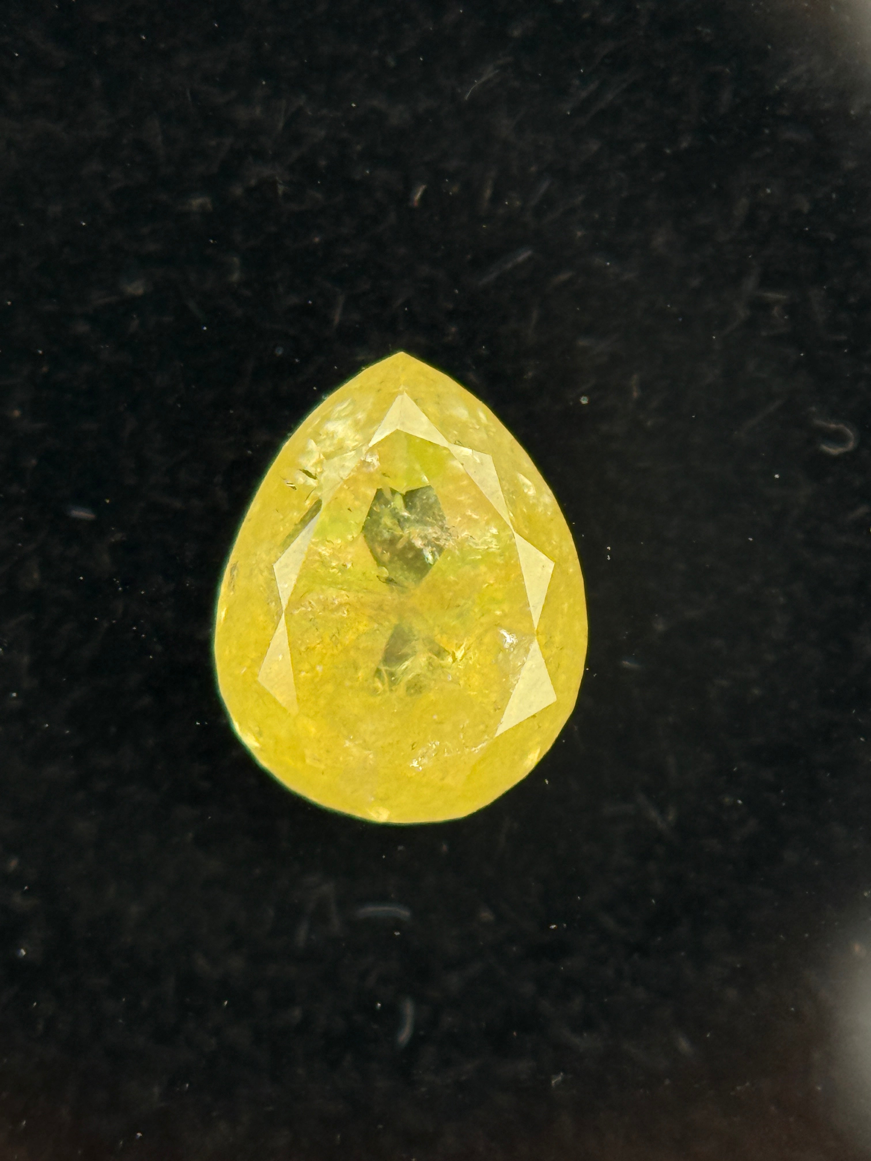 0.61 Ct Pear Rose Cut Yellow Natural Galaxy Diamond
