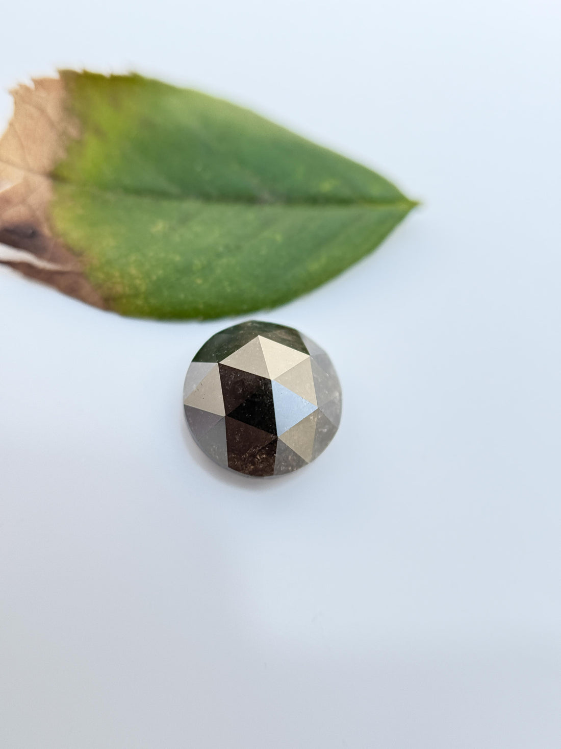 8 MM Round Rose Cut Grey Natural Salt and Pepper Diamond