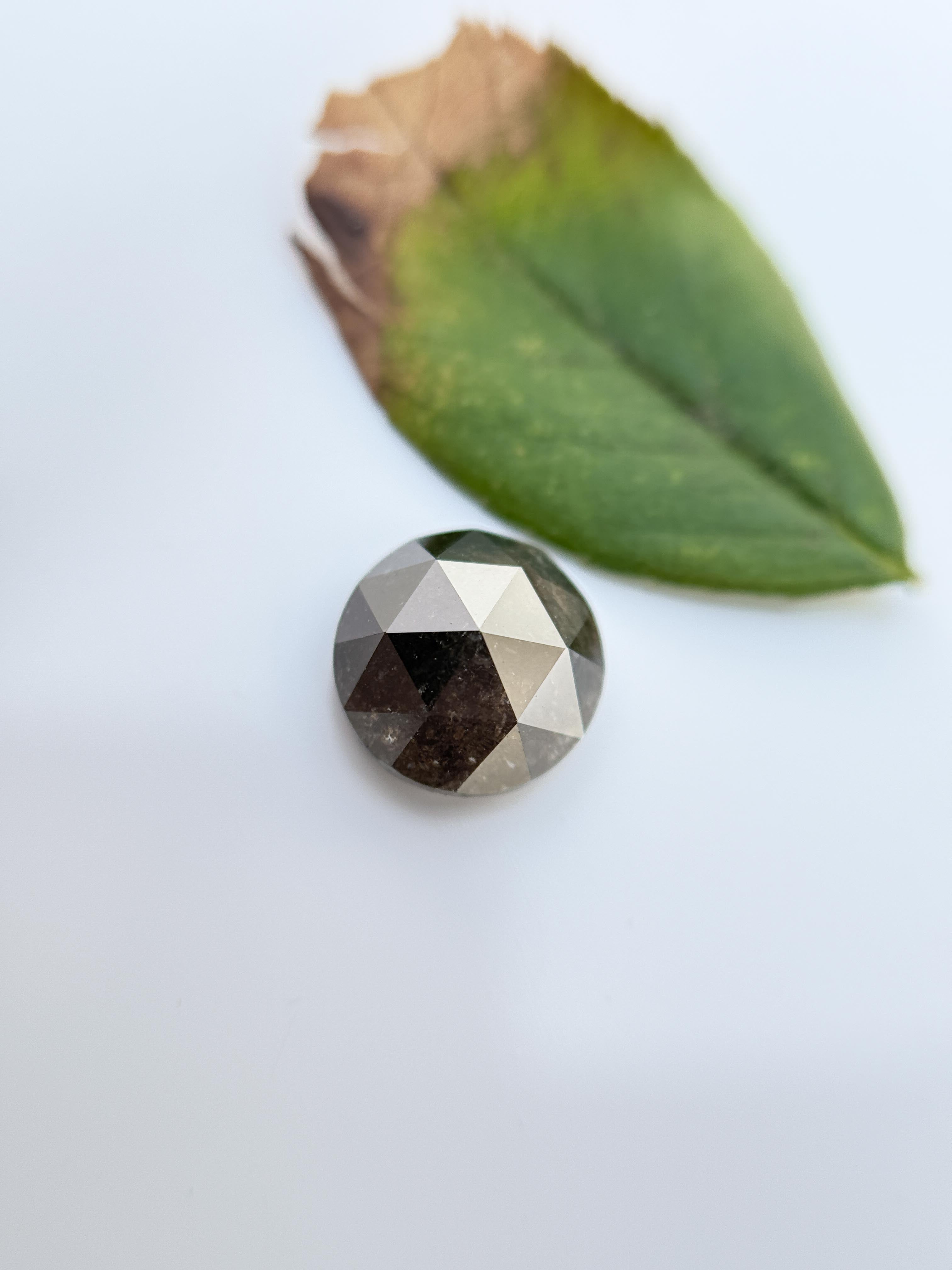 8 MM Round Rose Cut Grey Natural Salt and Pepper Diamond