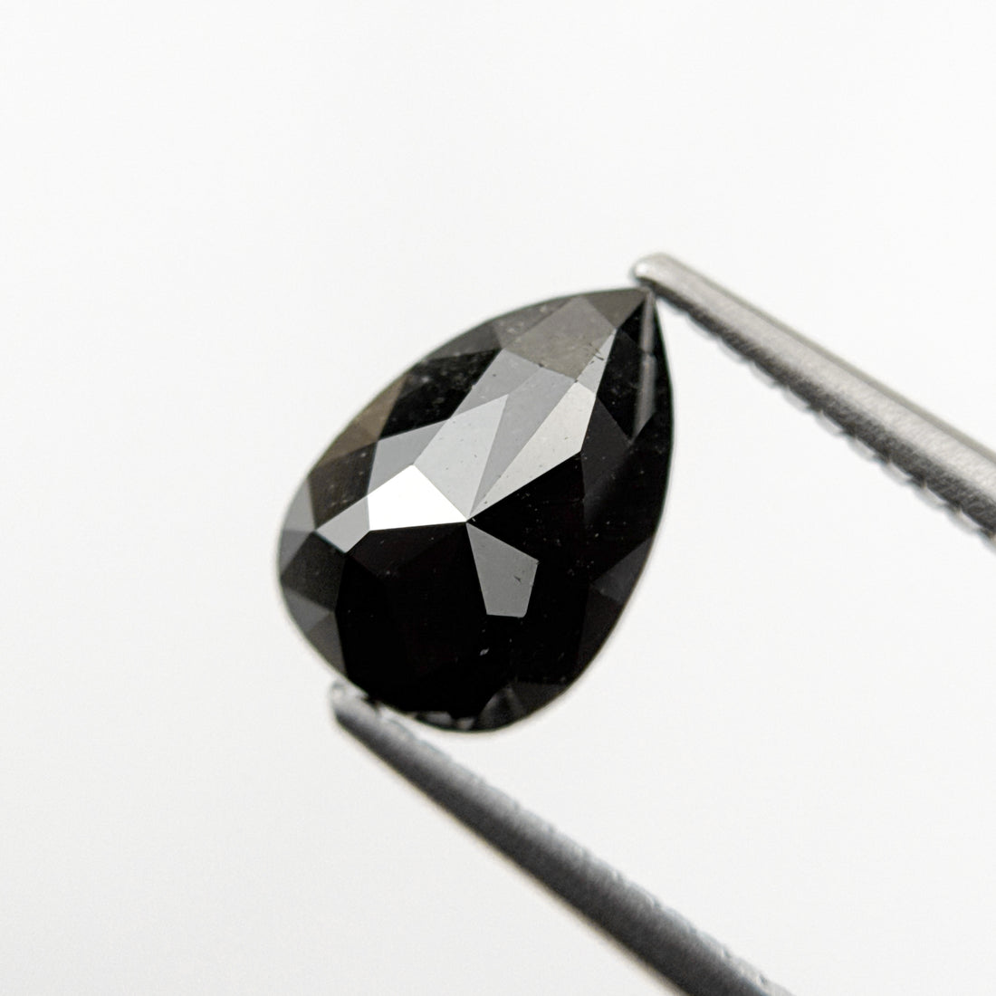 2.08 Ct Pear Rose Cut Black Natural Fancy Diamond