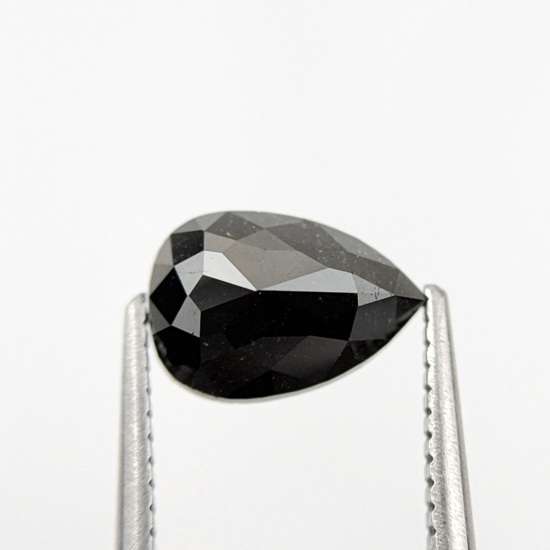 2.08 Ct Pear Rose Cut Black Natural Fancy Diamond