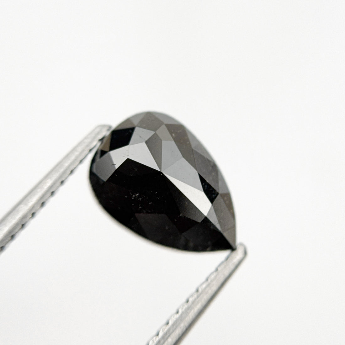 2.08 Ct Pear Rose Cut Black Natural Fancy Diamond