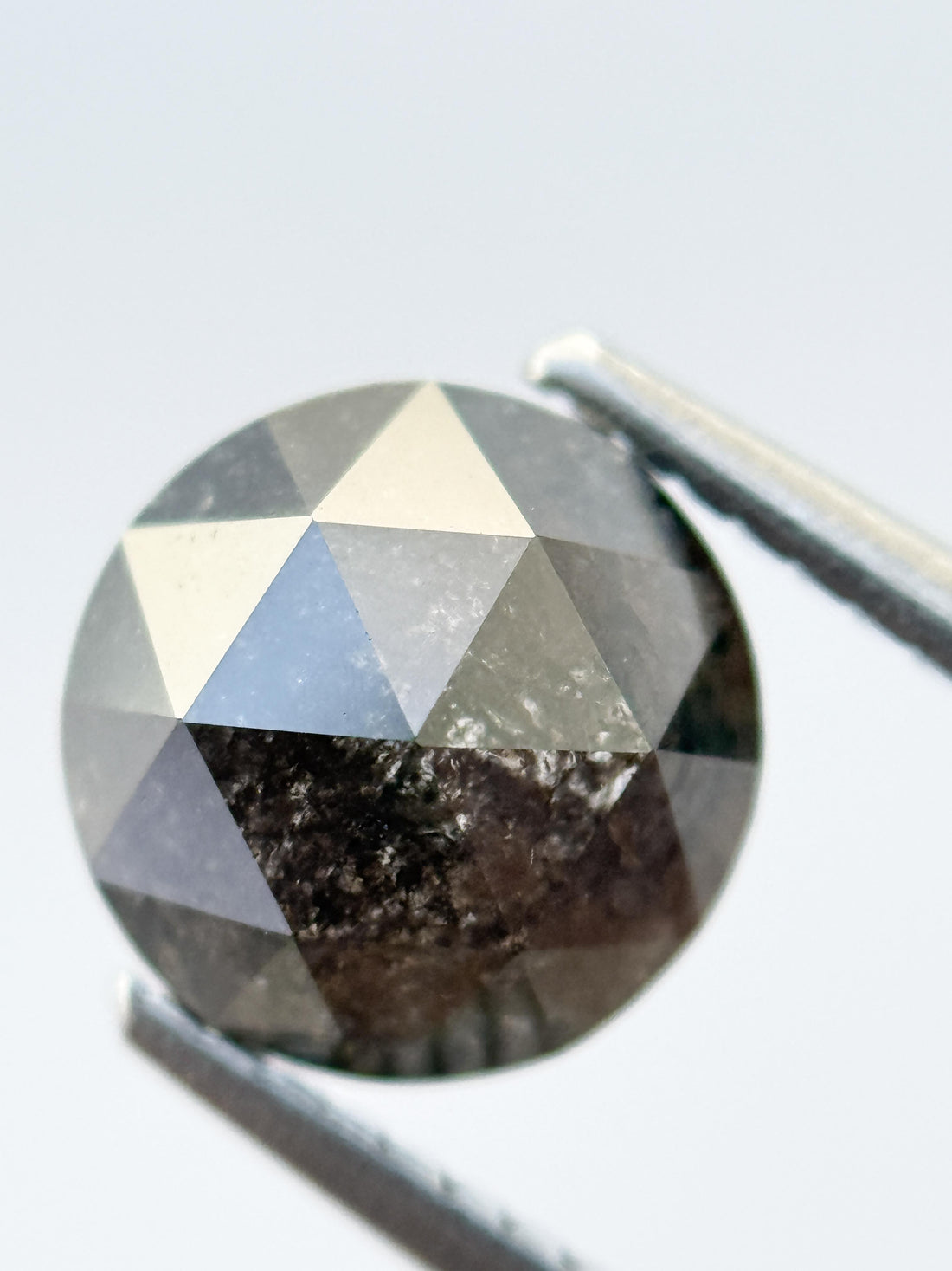 8 MM Round Rose Cut Grey Natural Salt and Pepper Diamond