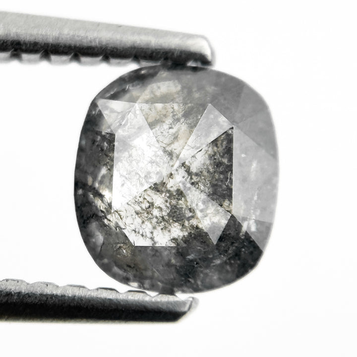 0.78 Ct Cushion Rose Cut Grey Natural Salt and Pepper Diamond