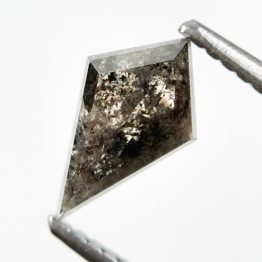 1.05 Ct Kite Rose Cut Grey Natural Salt and Pepper Diamond