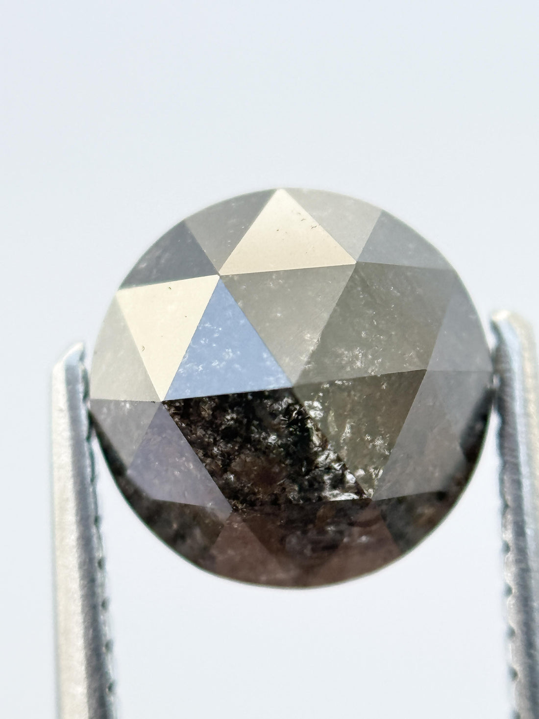 8 MM Round Rose Cut Grey Natural Salt and Pepper Diamond