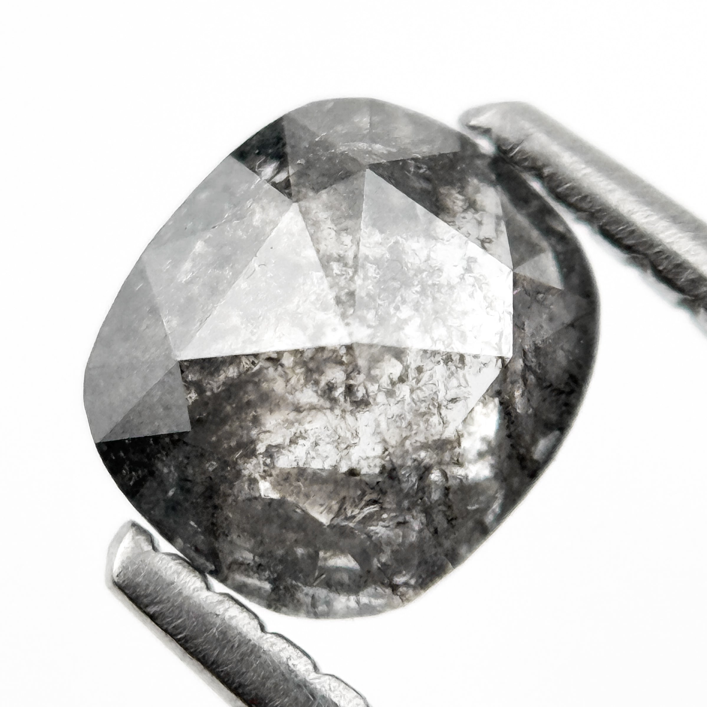 0.78 Ct Cushion Rose Cut Grey Natural Salt and Pepper Diamond