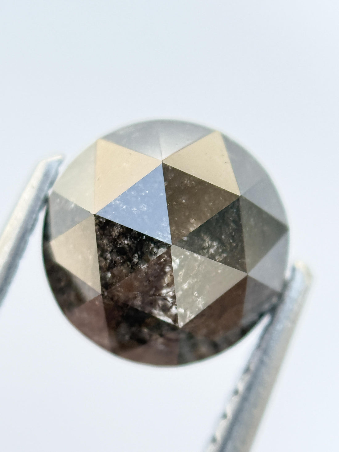 8 MM Round Rose Cut Grey Natural Salt and Pepper Diamond