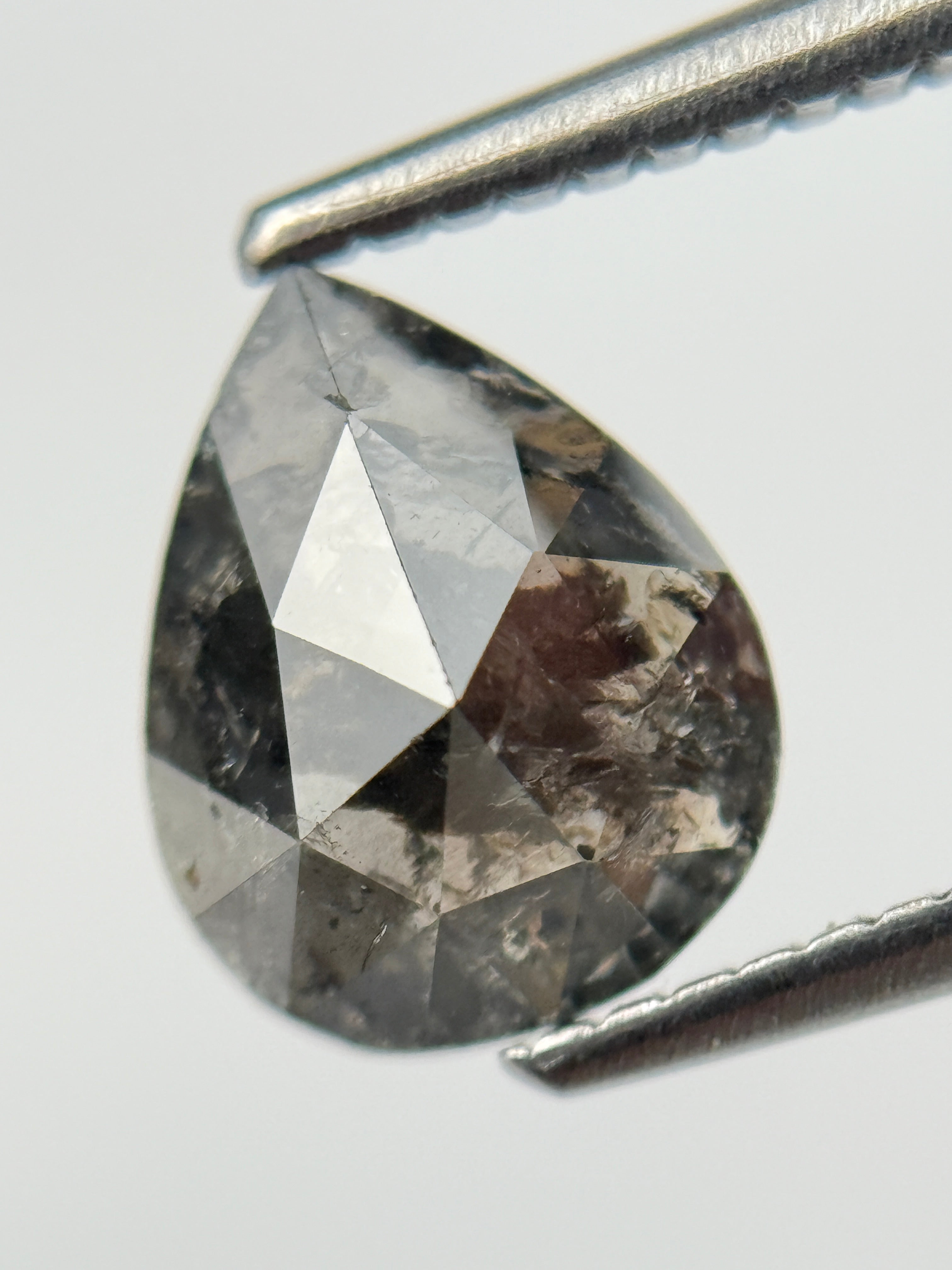 1.80 Ct Pear Rose Cut Brown Natural Salt and Pepper Diamond