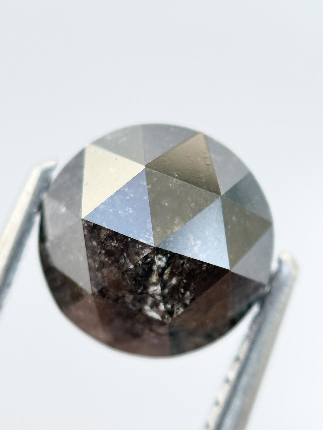 8 MM Round Rose Cut Grey Natural Salt and Pepper Diamond