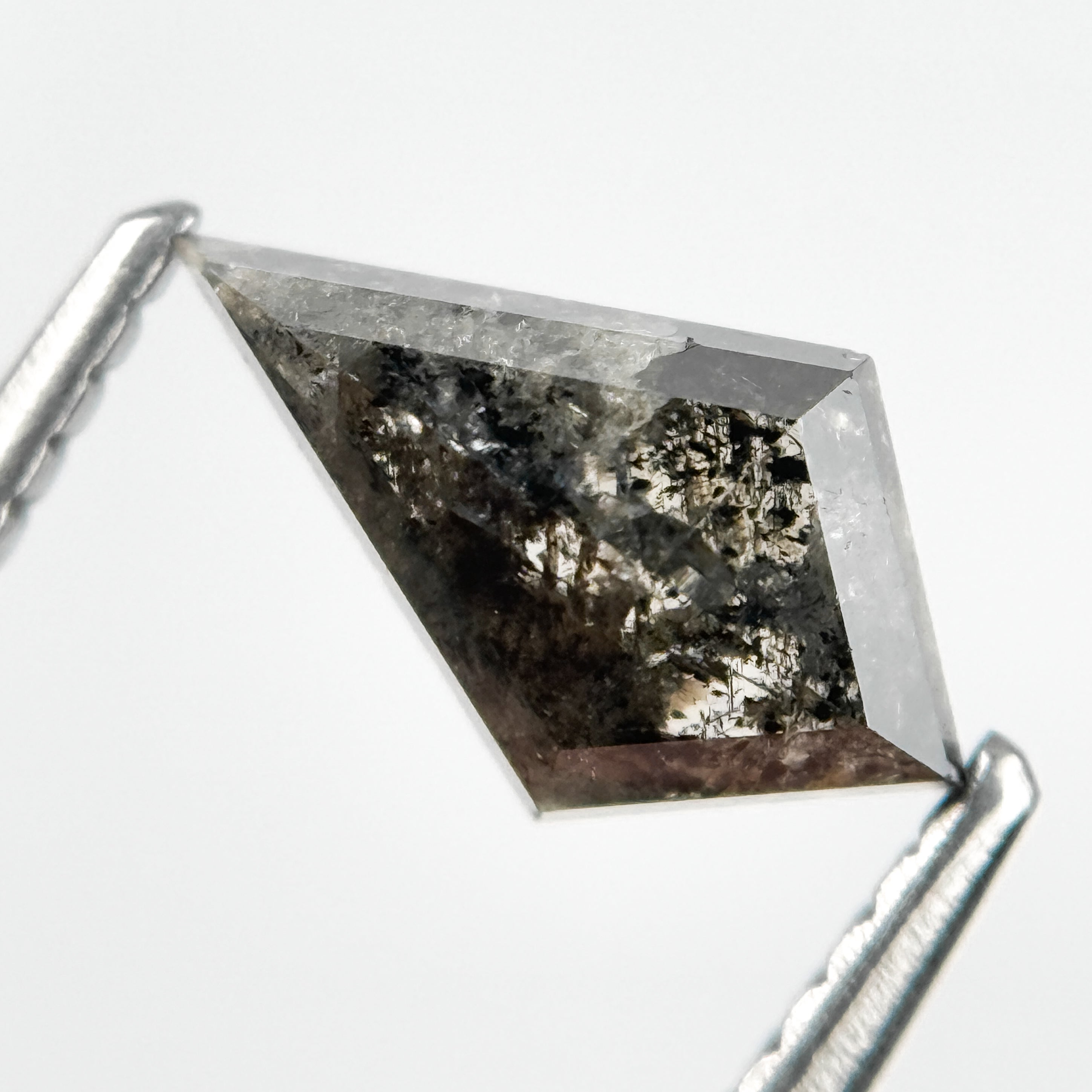 1.05 Ct Kite Rose Cut Grey Natural Salt and Pepper Diamond