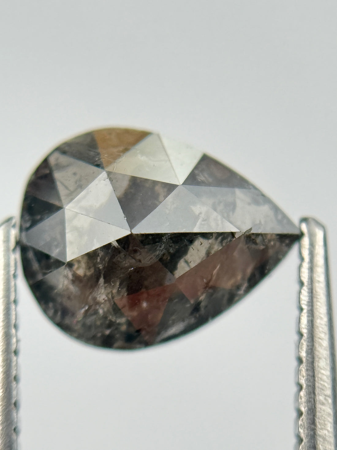 1.80 Ct Pear Rose Cut Brown Natural Salt and Pepper Diamond