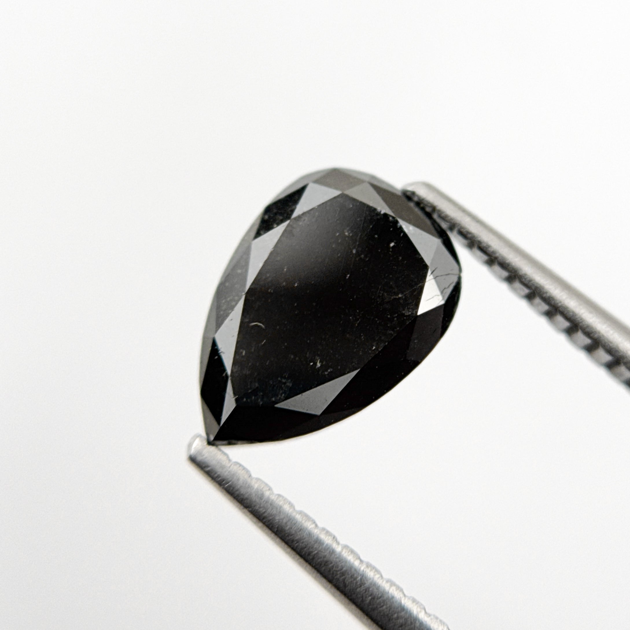 2.08 Ct Pear Rose Cut Black Natural Fancy Diamond