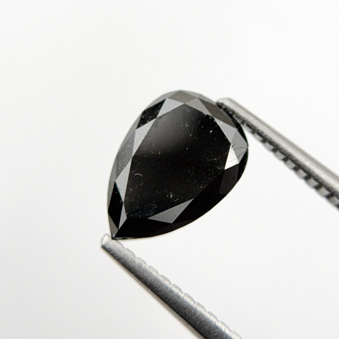 2.08 Ct Pear Rose Cut Black Natural Fancy Diamond
