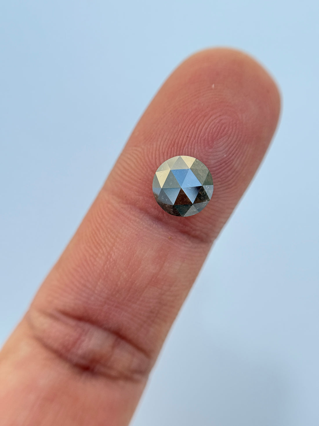 8 MM Round Rose Cut Grey Natural Salt and Pepper Diamond