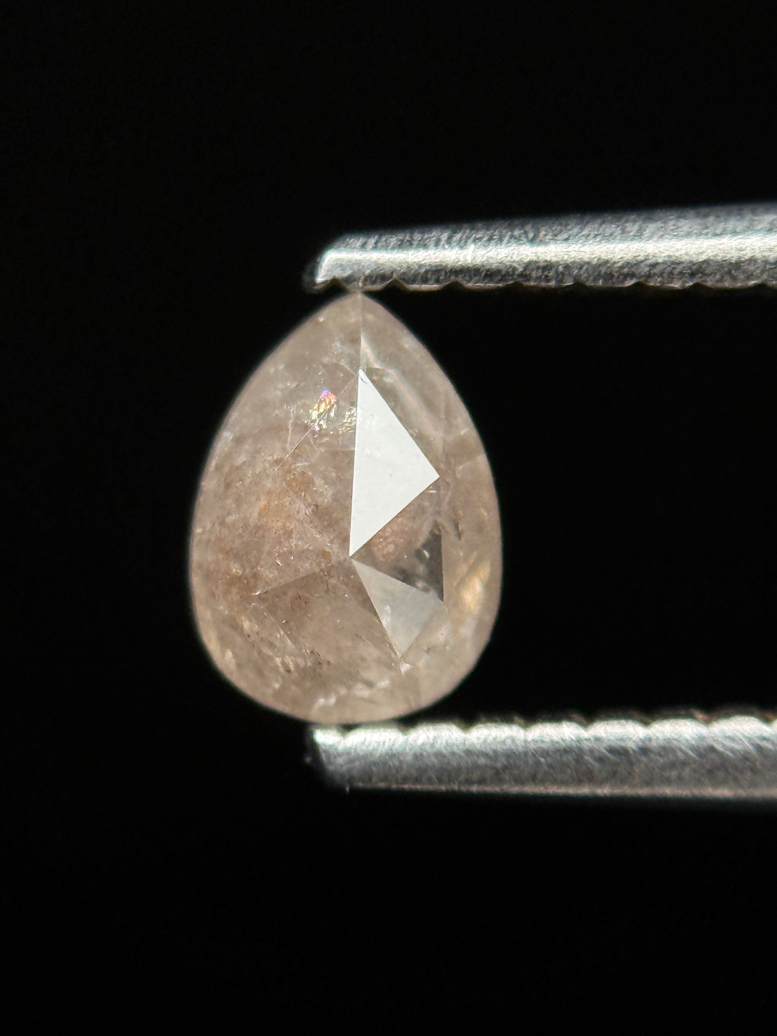 0.50 Ct Pear Rose Cut Milky White Natural Fancy Diamond