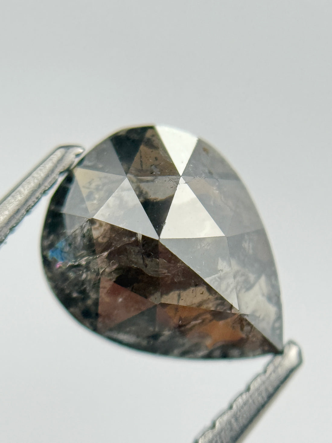 1.80 Ct Pear Rose Cut Brown Natural Salt and Pepper Diamond