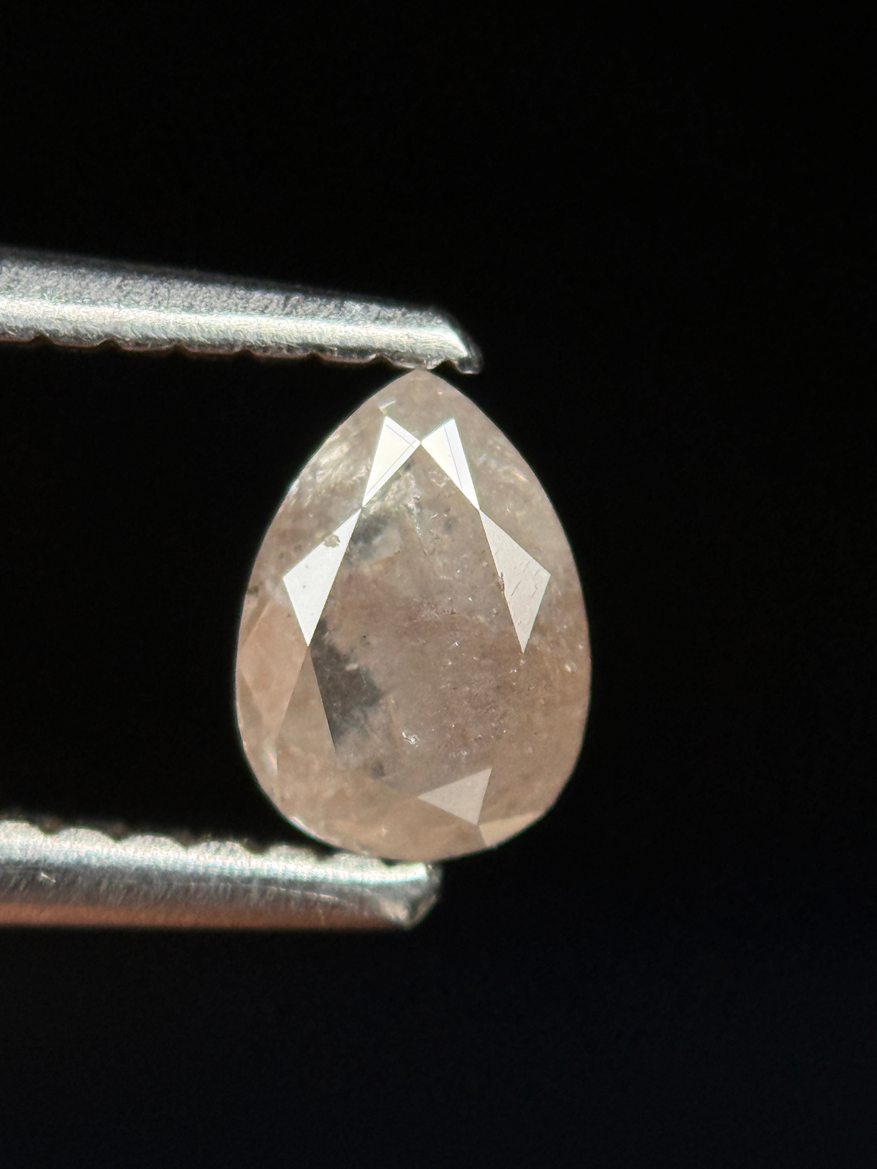 0.50 Ct Pear Rose Cut Milky White Natural Fancy Diamond