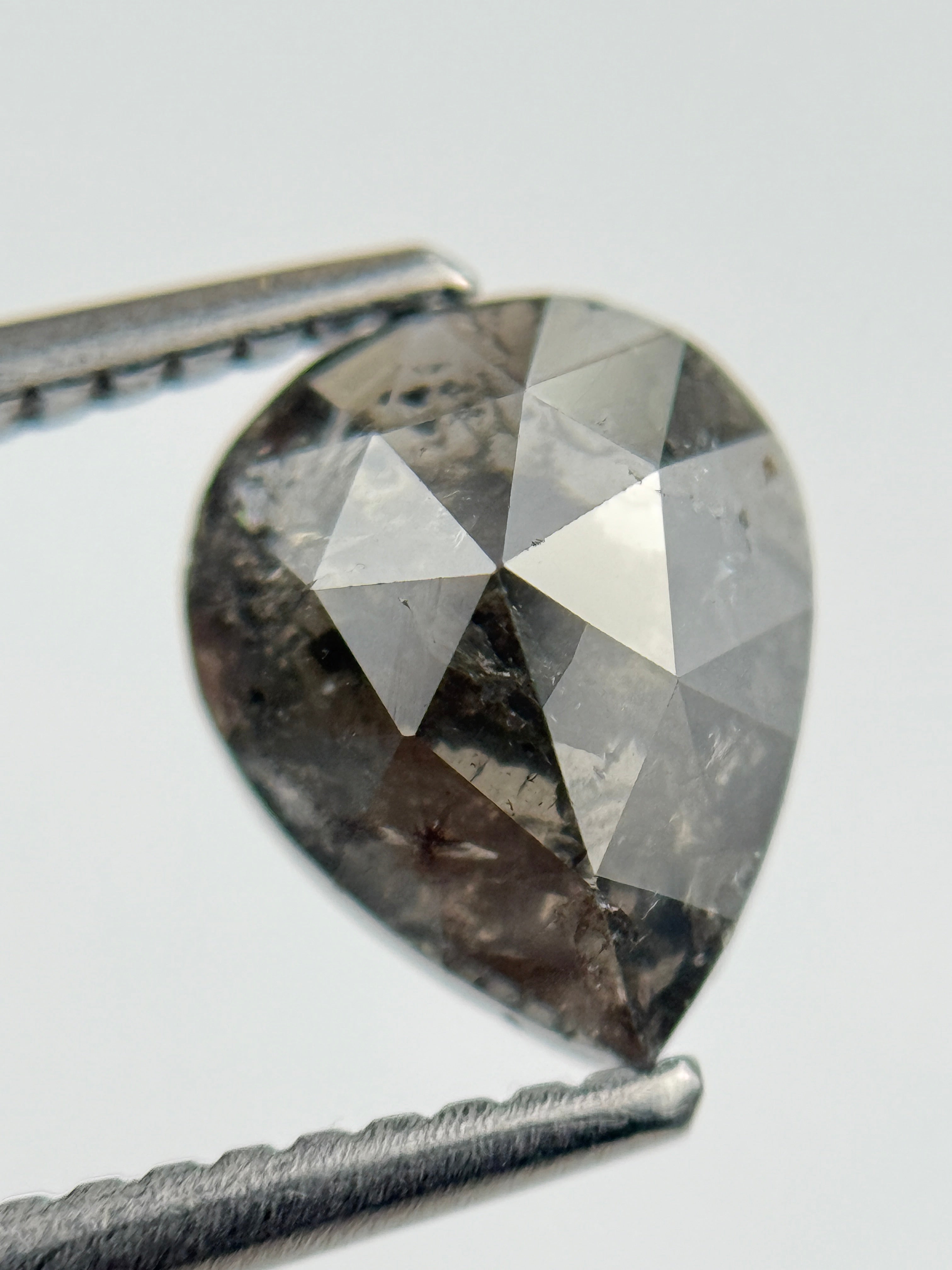 1.80 Ct Pear Rose Cut Brown Natural Salt and Pepper Diamond