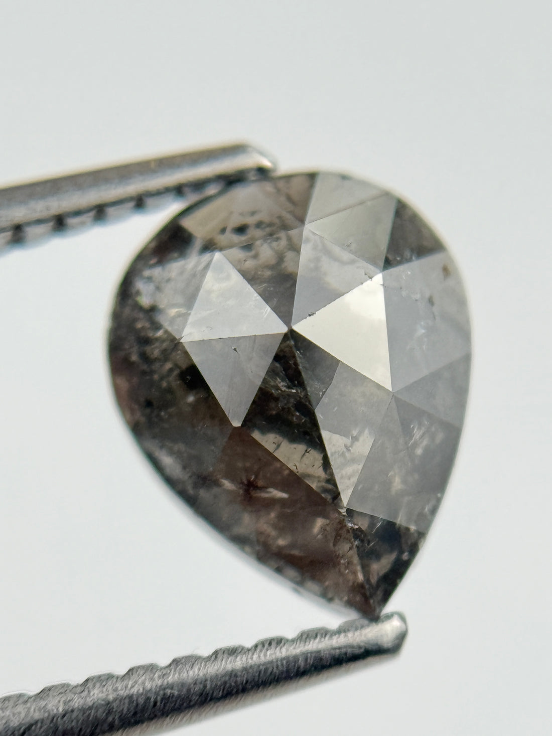 1.80 Ct Pear Rose Cut Brown Natural Salt and Pepper Diamond