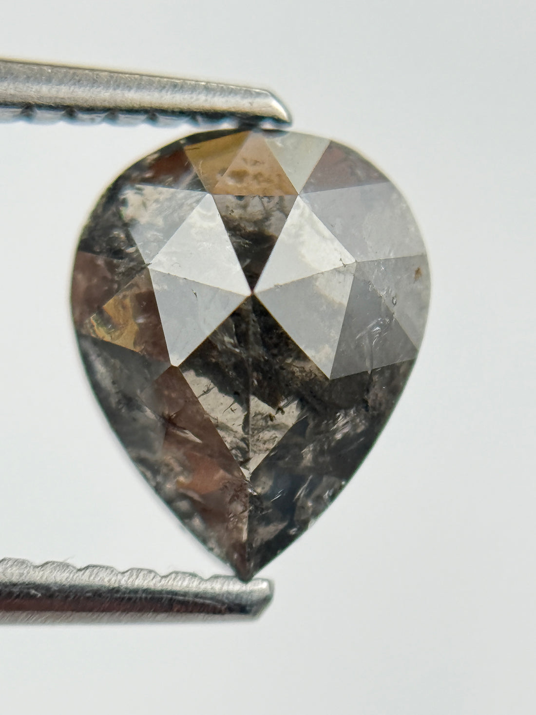 1.80 Ct Pear Rose Cut Brown Natural Salt and Pepper Diamond