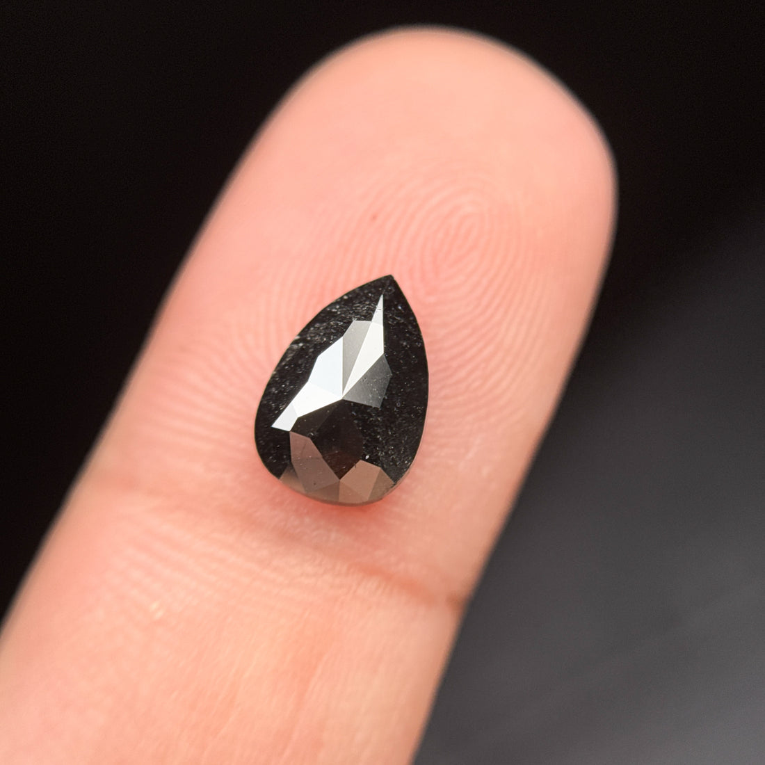 2.08 Ct Pear Rose Cut Black Natural Fancy Diamond