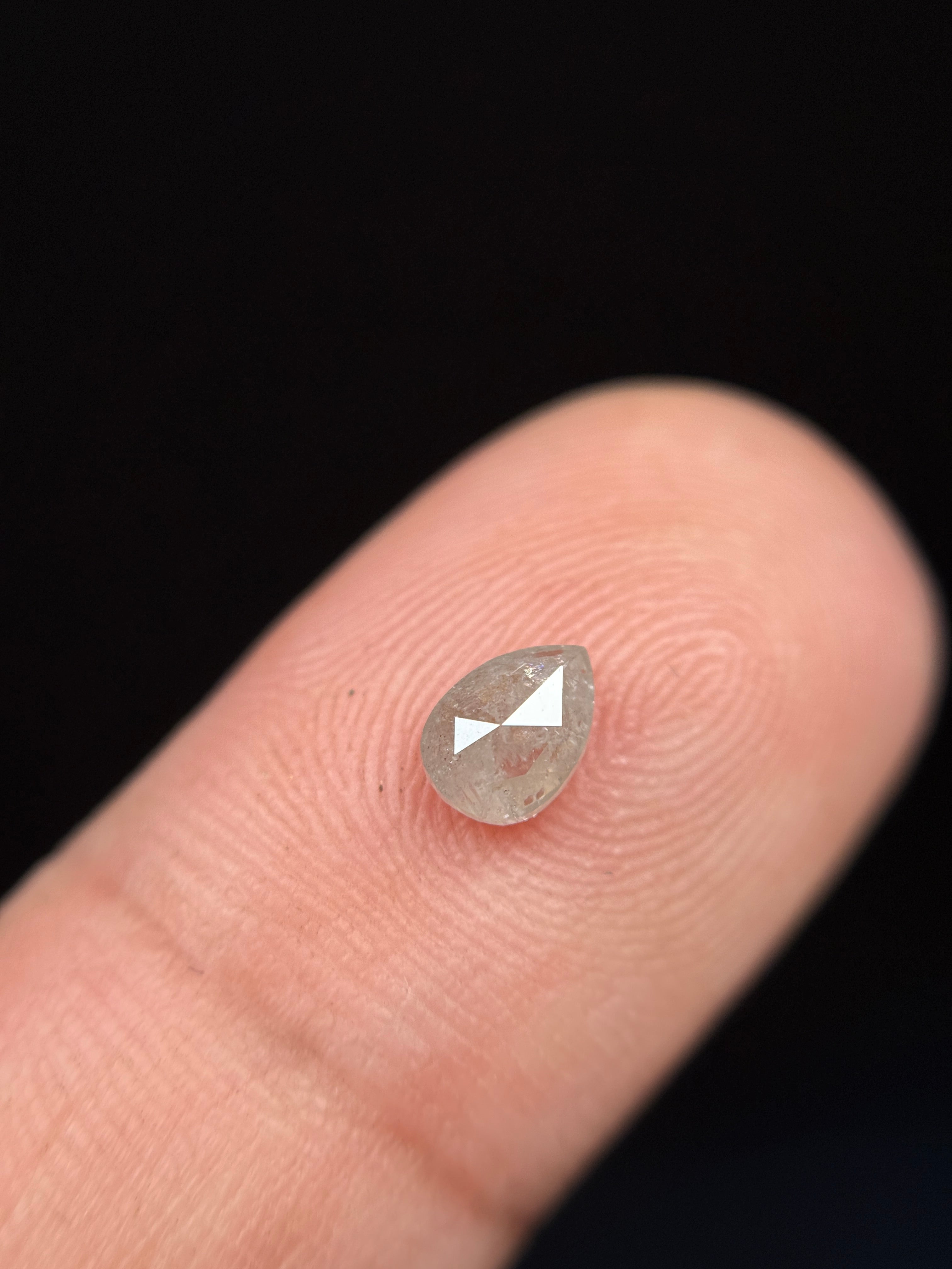 0.50 Ct Pear Rose Cut Milky White Natural Fancy Diamond