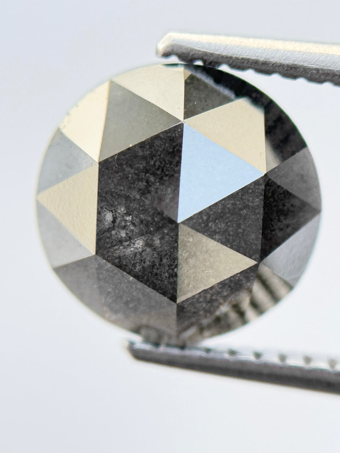 2.80 Ct Round Rose Cut Grey Natural Salt and Pepper Diamond