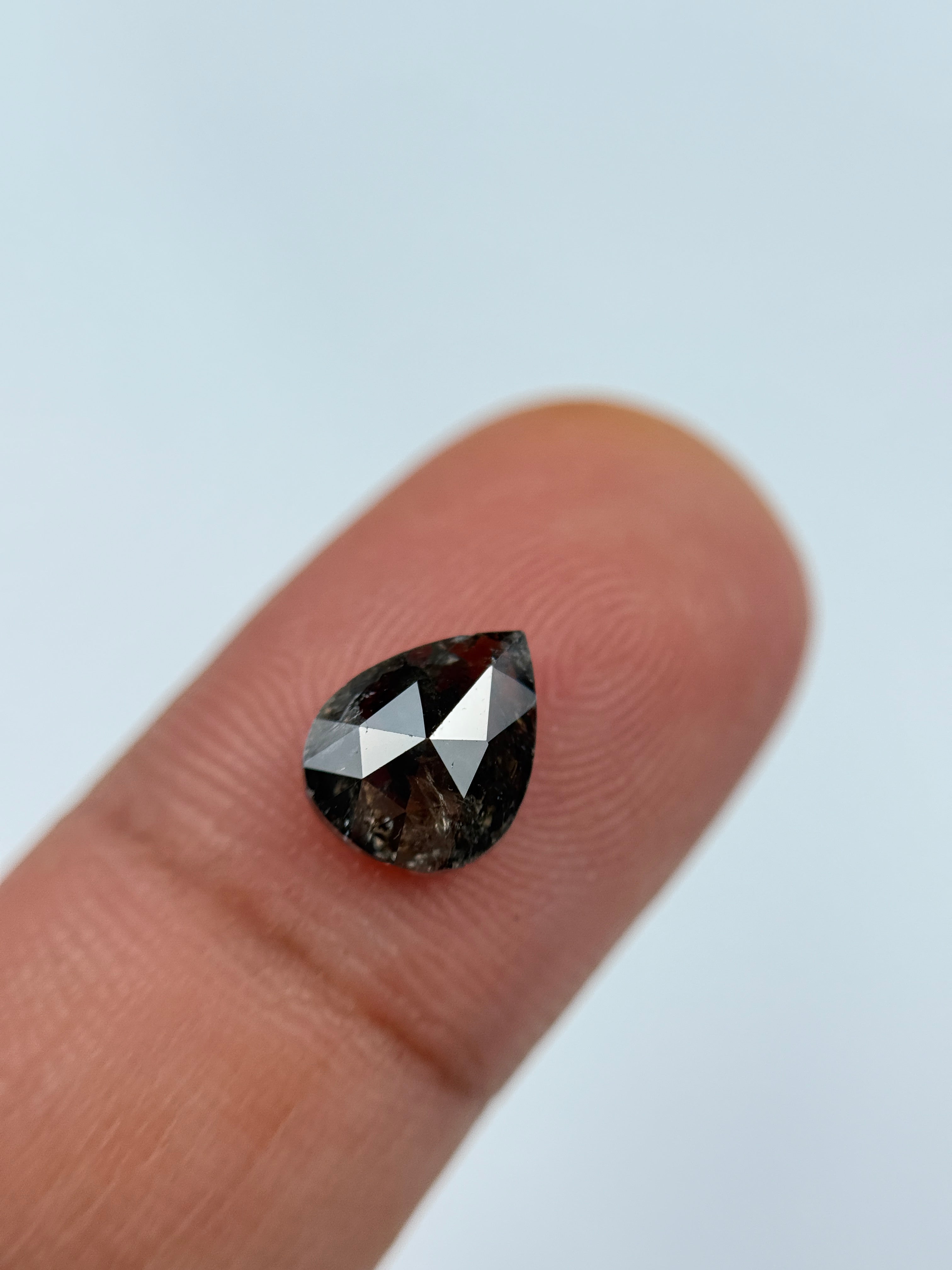 1.80 Ct Pear Rose Cut Brown Natural Salt and Pepper Diamond