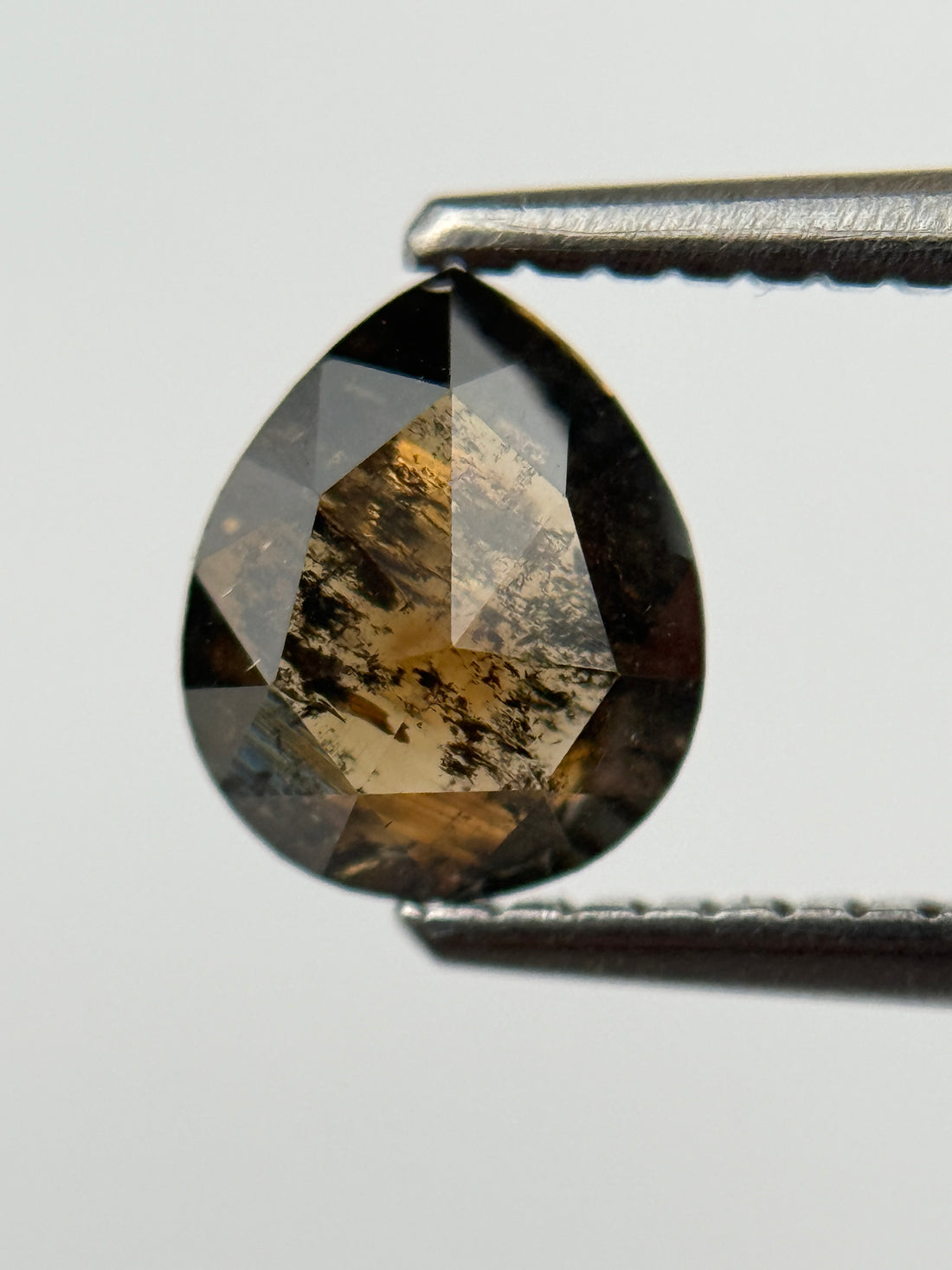 0.96 Ct Pear Rose Cut Brown Natural Salt and Pepper Diamond
