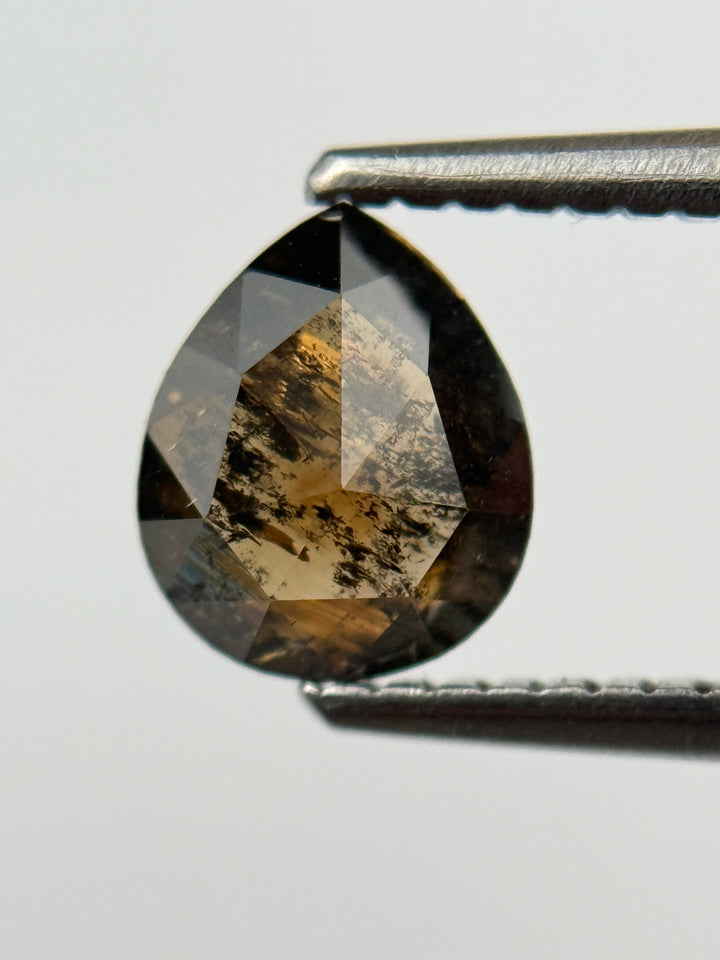 0.96 Ct Pear Rose Cut Brown Natural Salt and Pepper Diamond