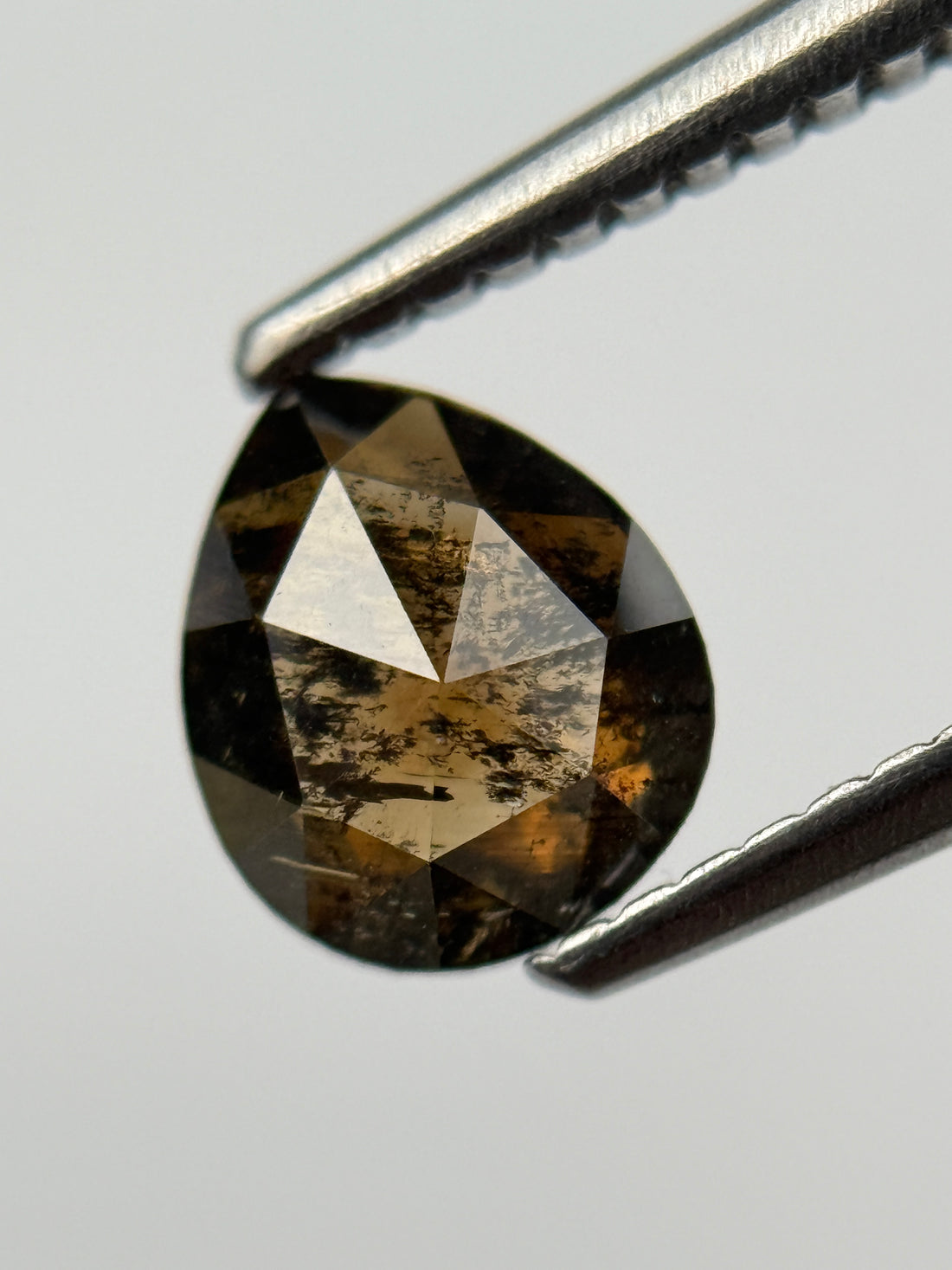 0.96 Ct Pear Rose Cut Brown Natural Salt and Pepper Diamond