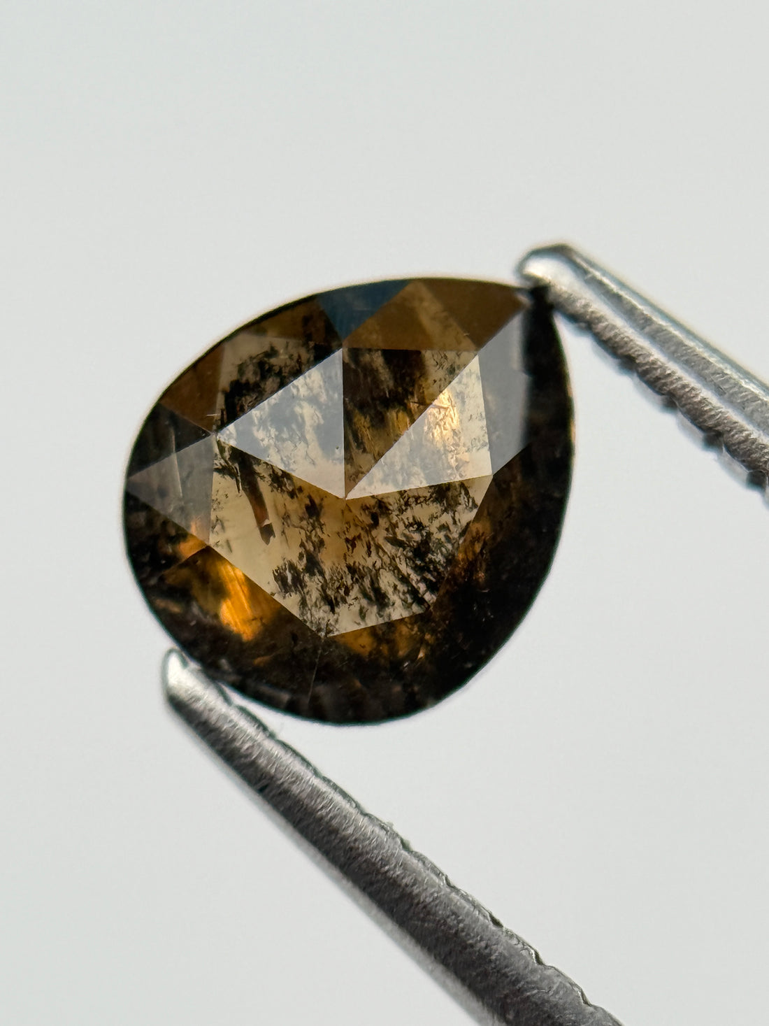 0.96 Ct Pear Rose Cut Brown Natural Salt and Pepper Diamond