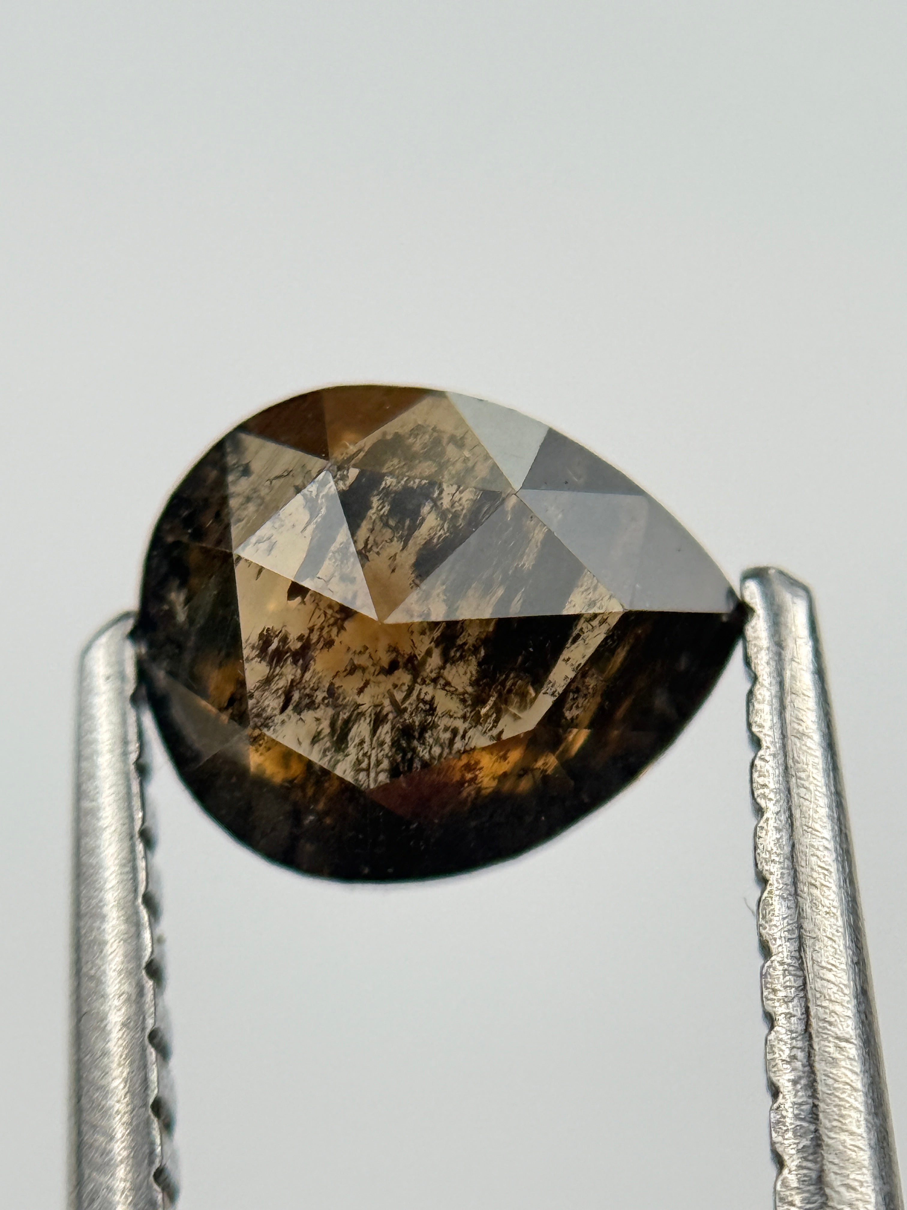0.96 Ct Pear Rose Cut Brown Natural Salt and Pepper Diamond