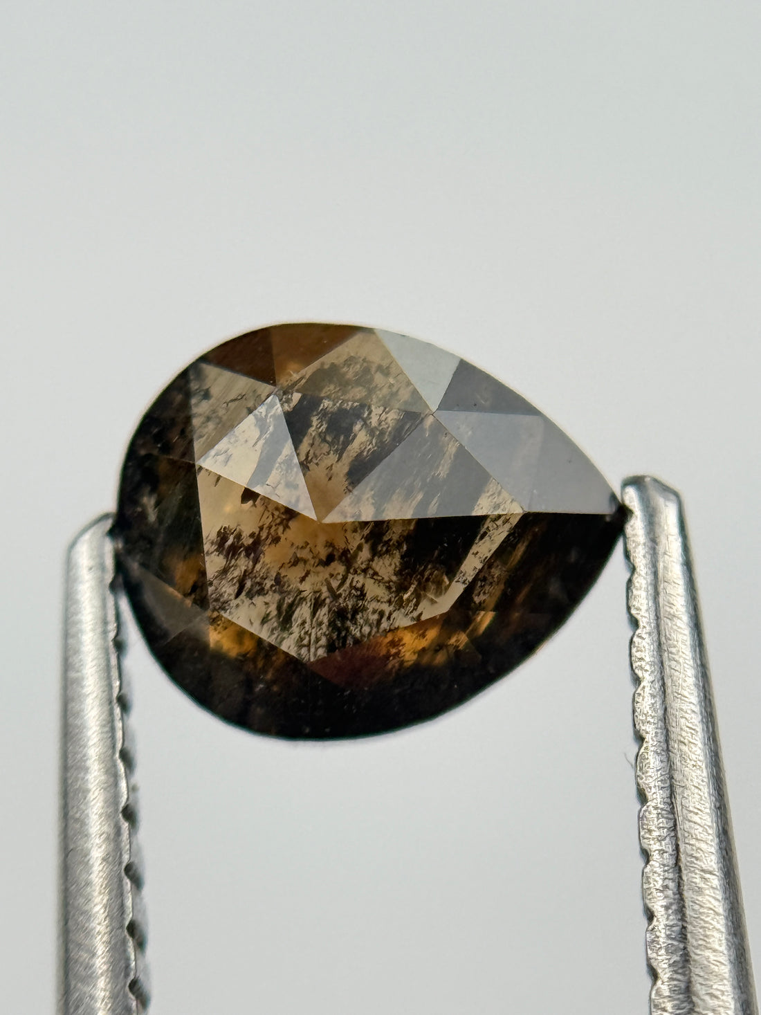 0.96 Ct Pear Rose Cut Brown Natural Salt and Pepper Diamond