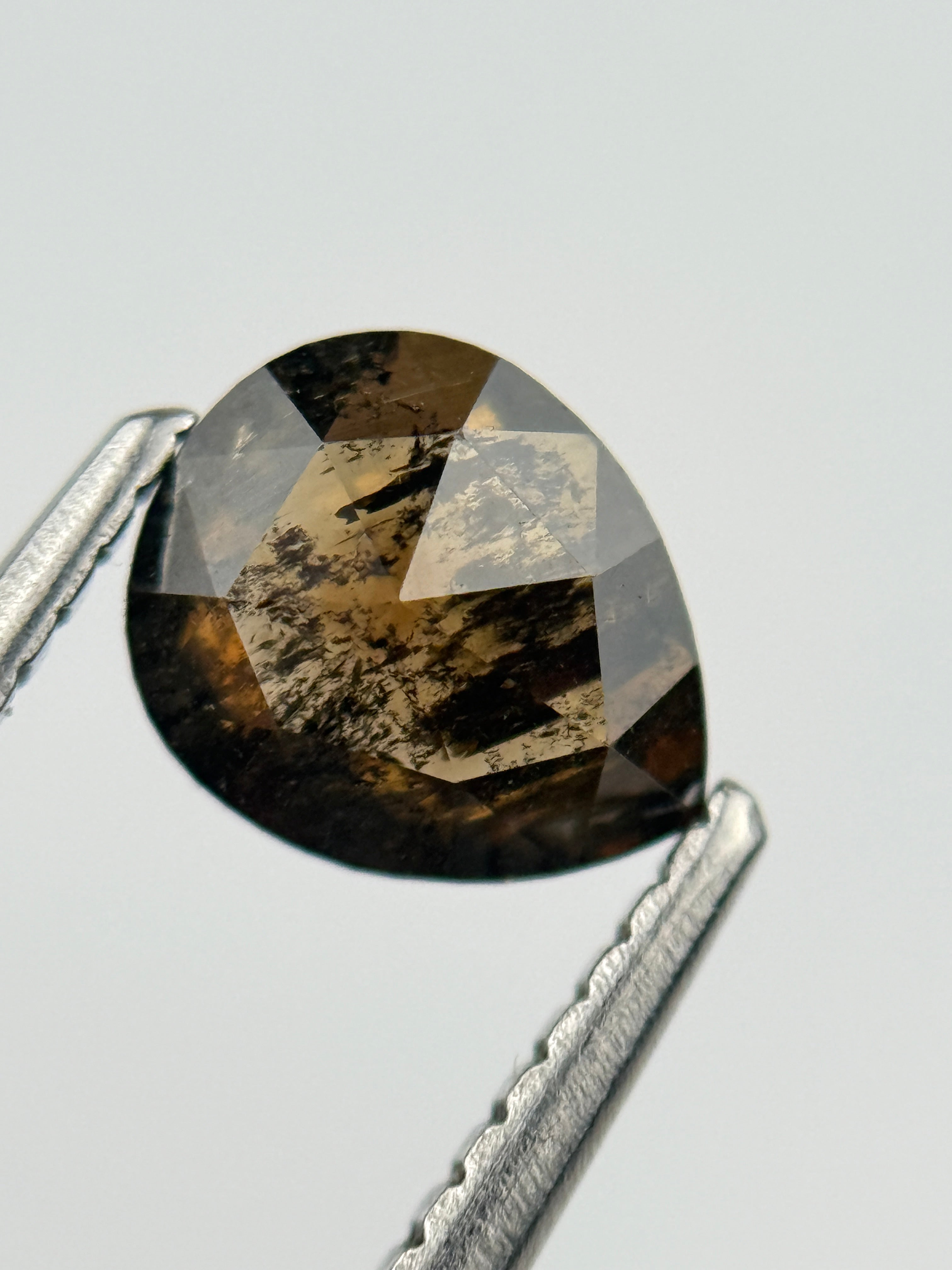 0.96 Ct Pear Rose Cut Brown Natural Salt and Pepper Diamond