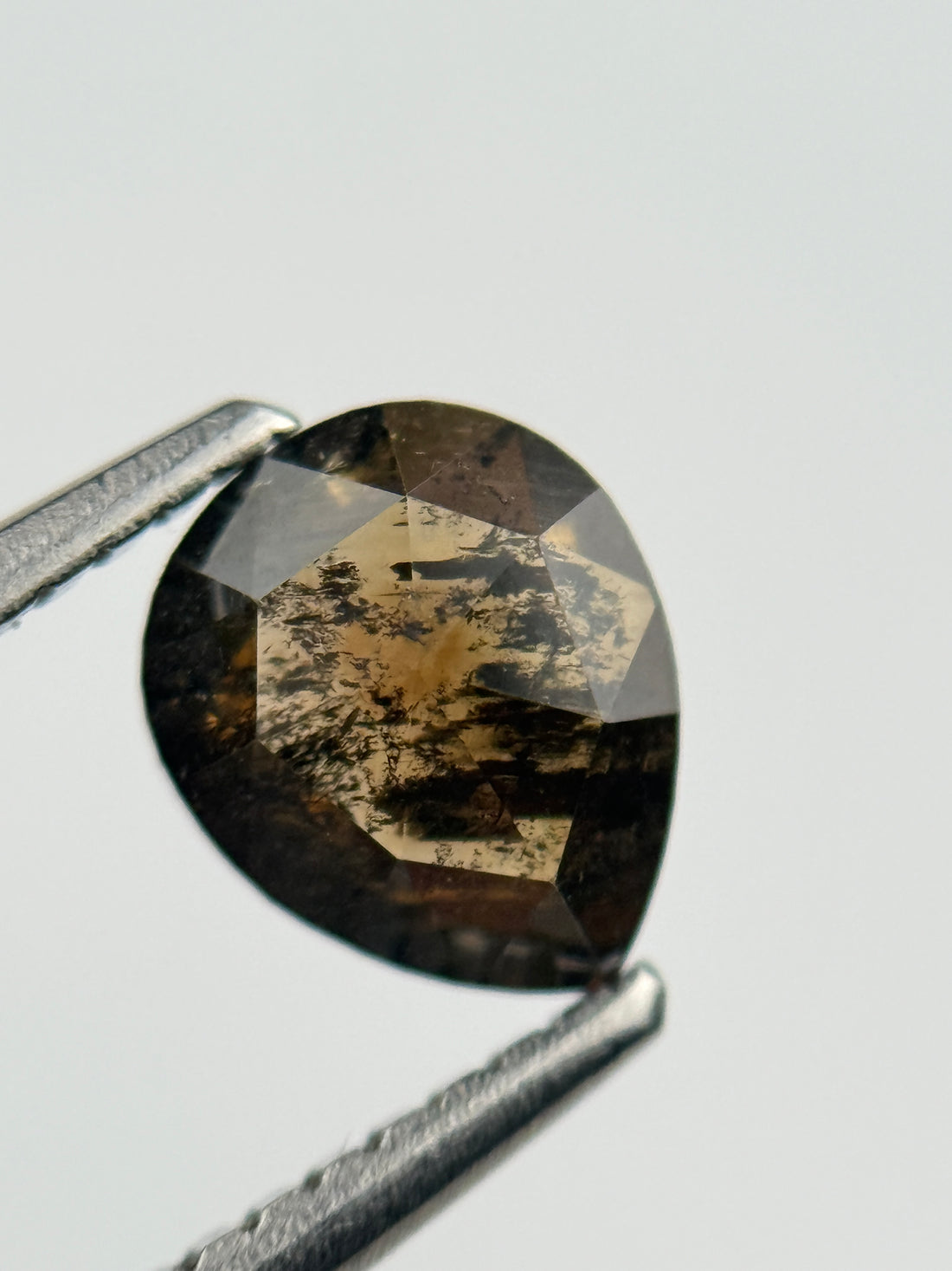 0.96 Ct Pear Rose Cut Brown Natural Salt and Pepper Diamond