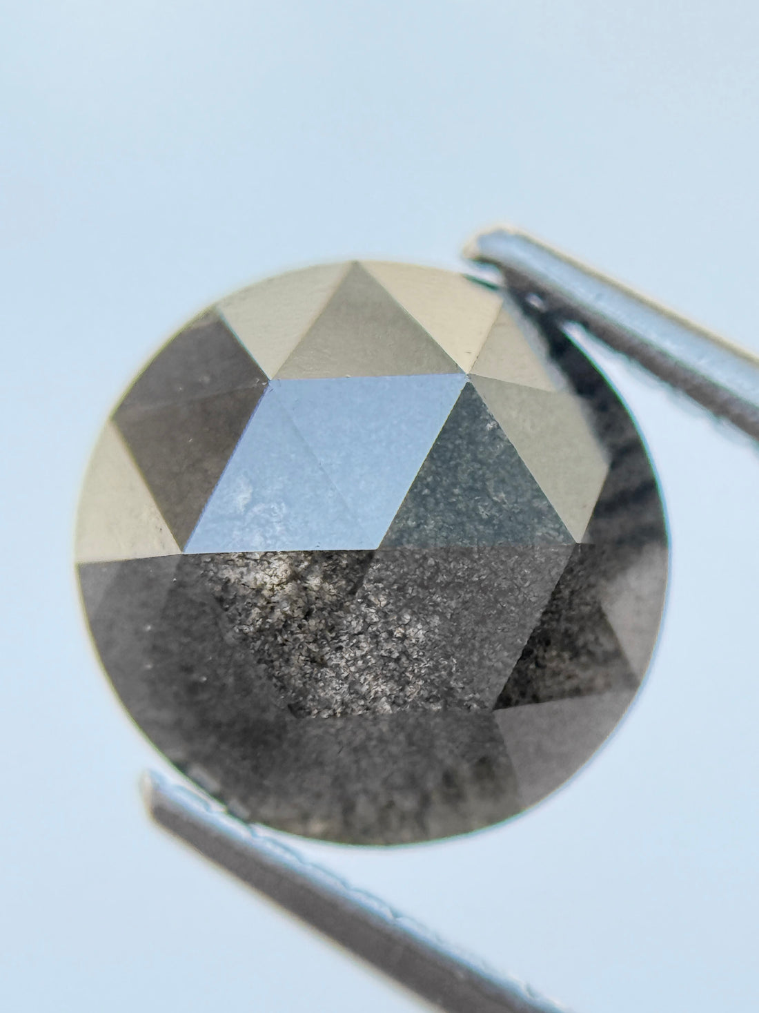 2.80 Ct Round Rose Cut Grey Natural Salt and Pepper Diamond