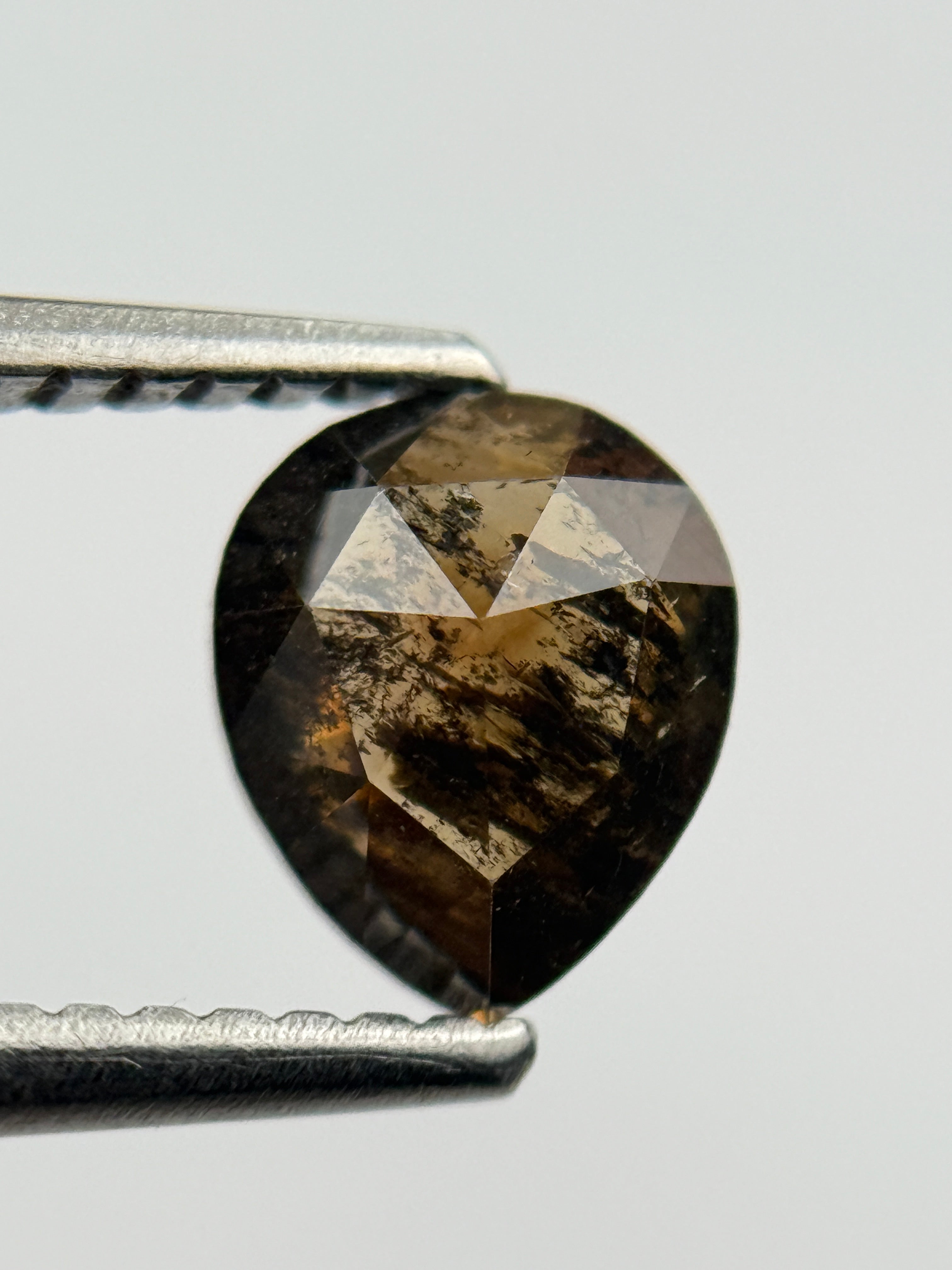 0.96 Ct Pear Rose Cut Brown Natural Salt and Pepper Diamond