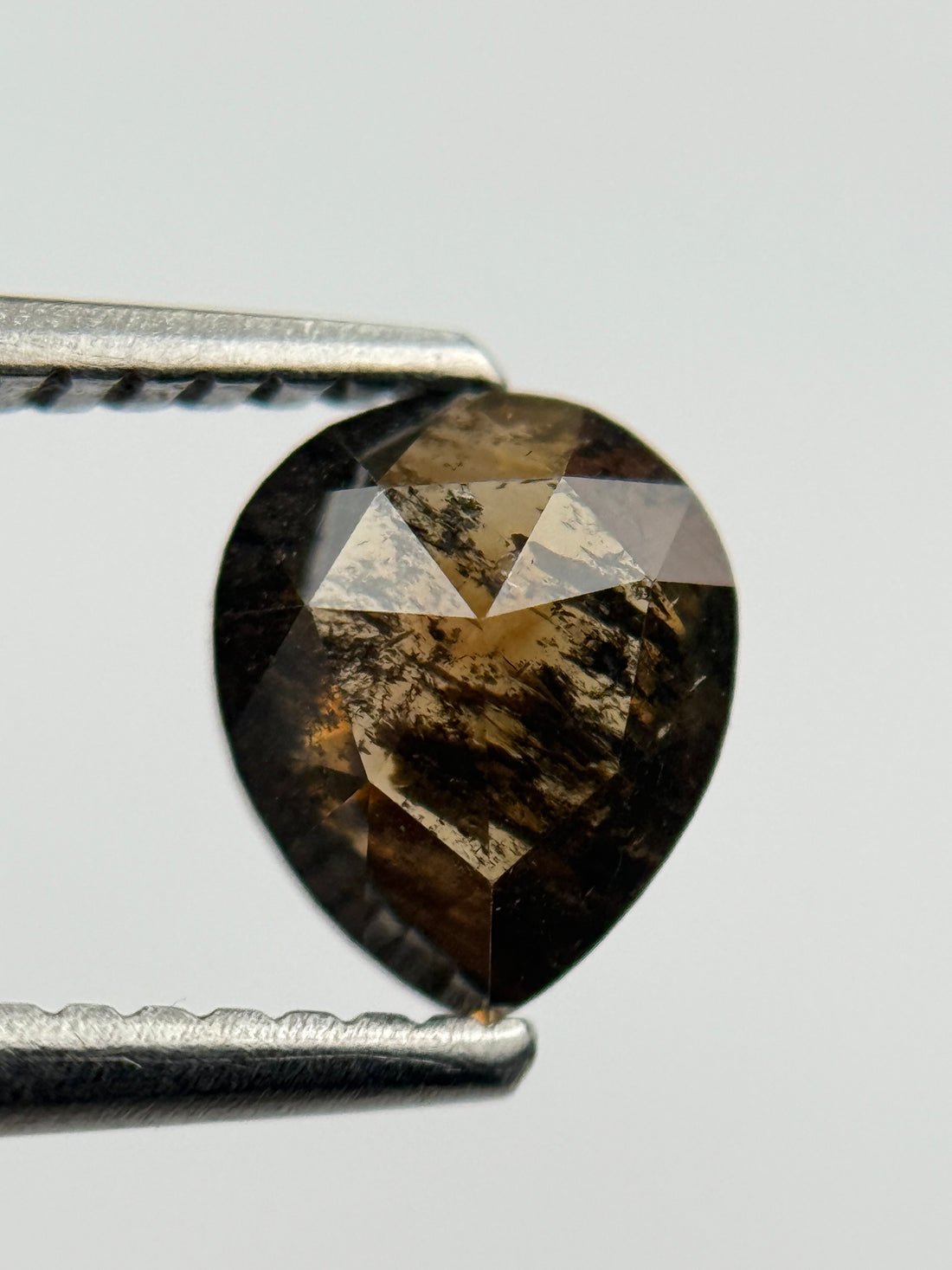 0.96 Ct Pear Rose Cut Brown Natural Salt and Pepper Diamond