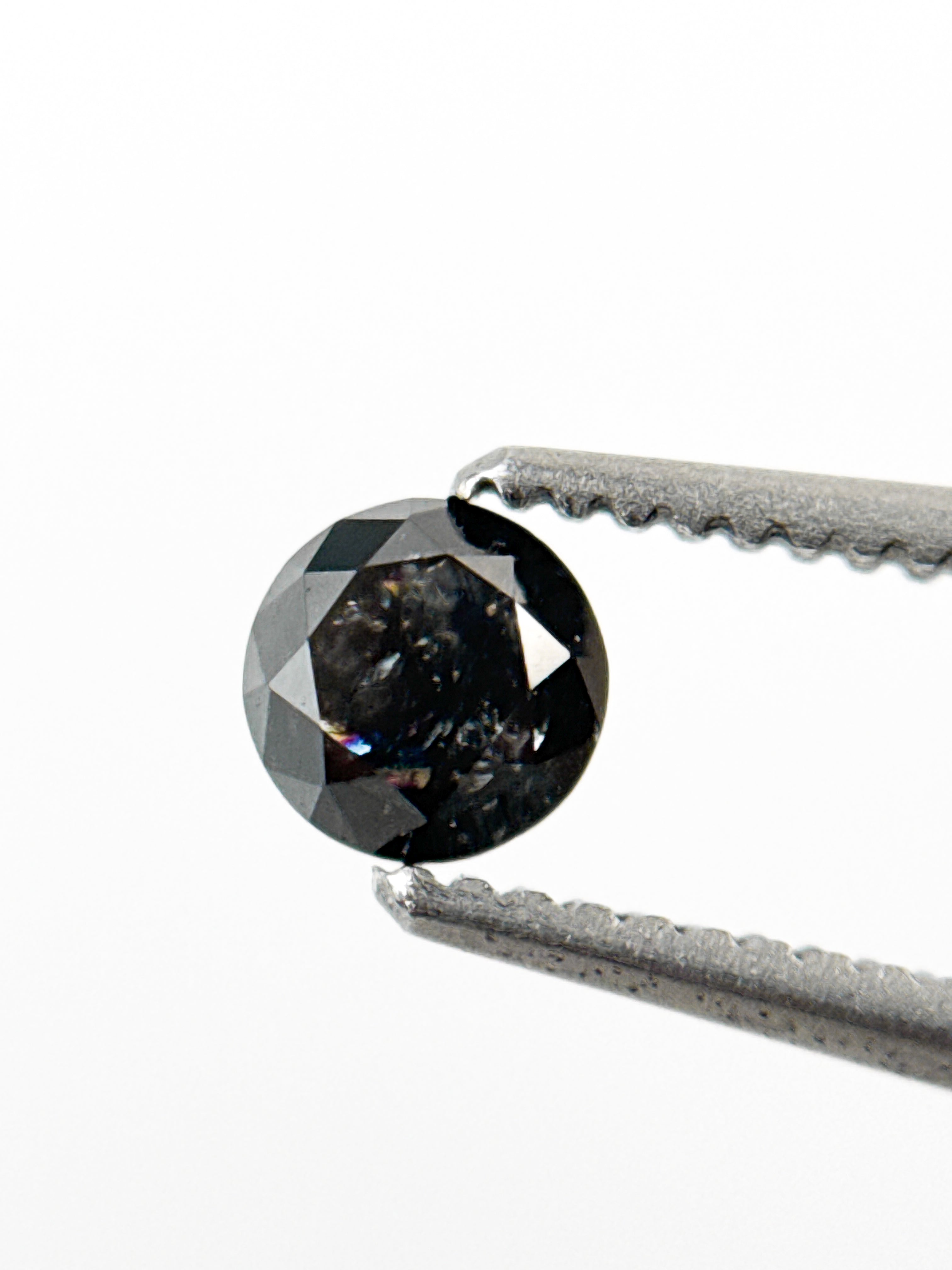 0.29 Ct Round Brilliant Cut Black Natural Inclusion Fancy Diamond