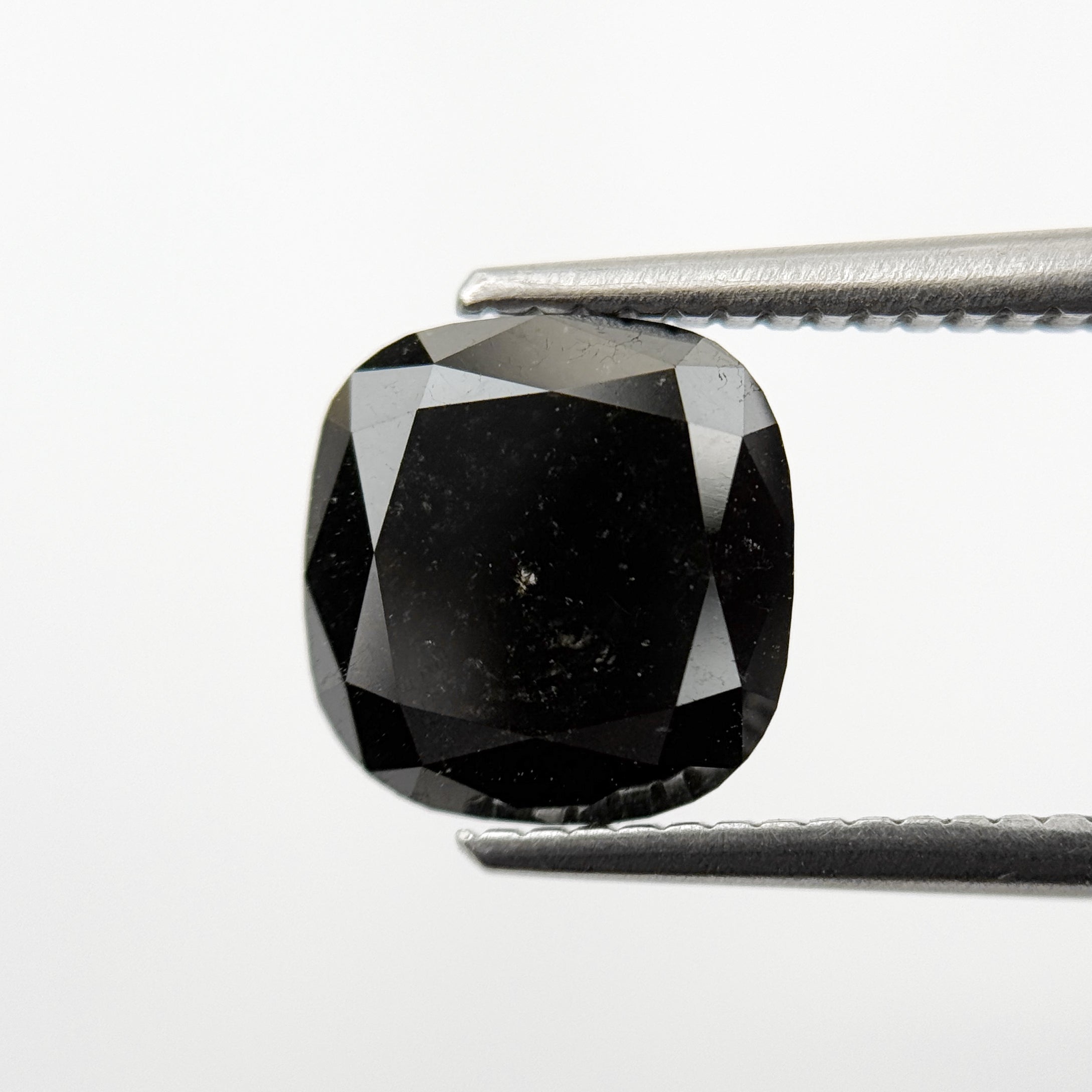 2.95 Ct Cushion Rose Cut Black Natural Vintage Diamond