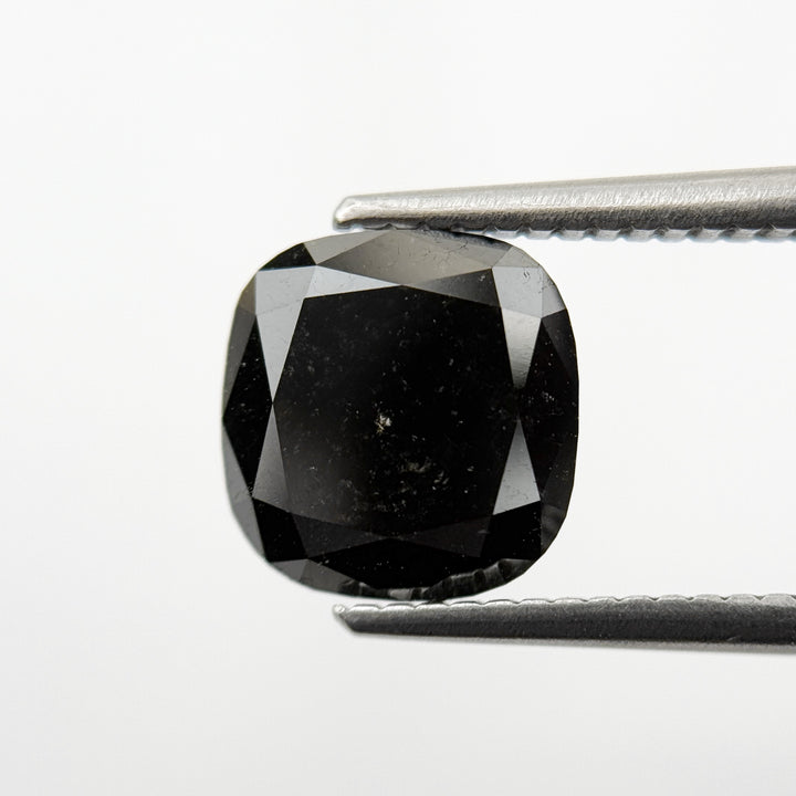 2.95 Ct Cushion Rose Cut Black Natural Vintage Diamond