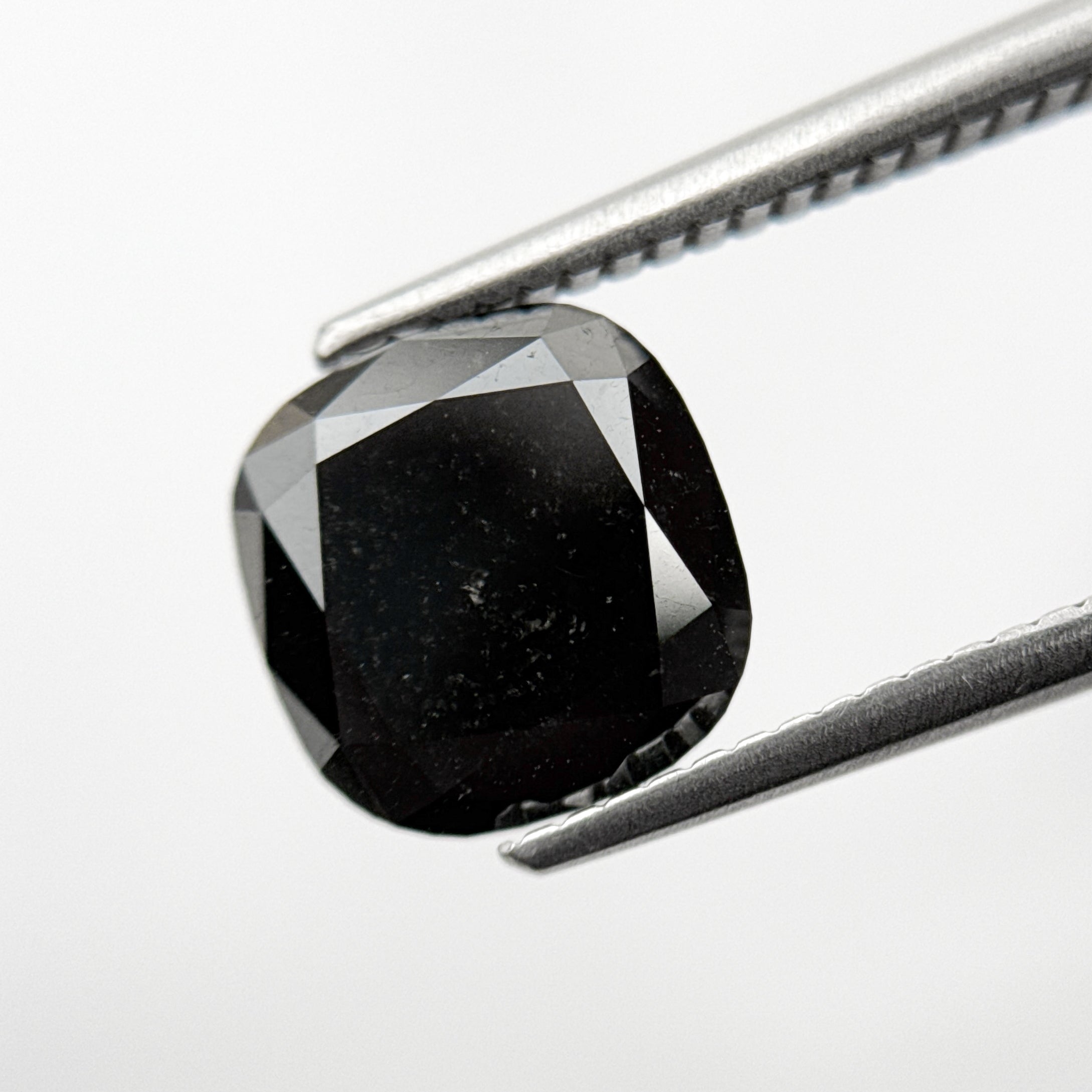 2.95 Ct Cushion Rose Cut Black Natural Vintage Diamond