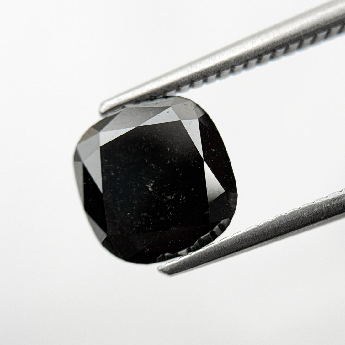 2.95 Ct Cushion Rose Cut Black Natural Vintage Diamond