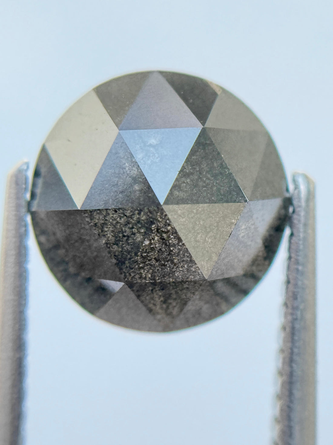 2.80 Ct Round Rose Cut Grey Natural Salt and Pepper Diamond